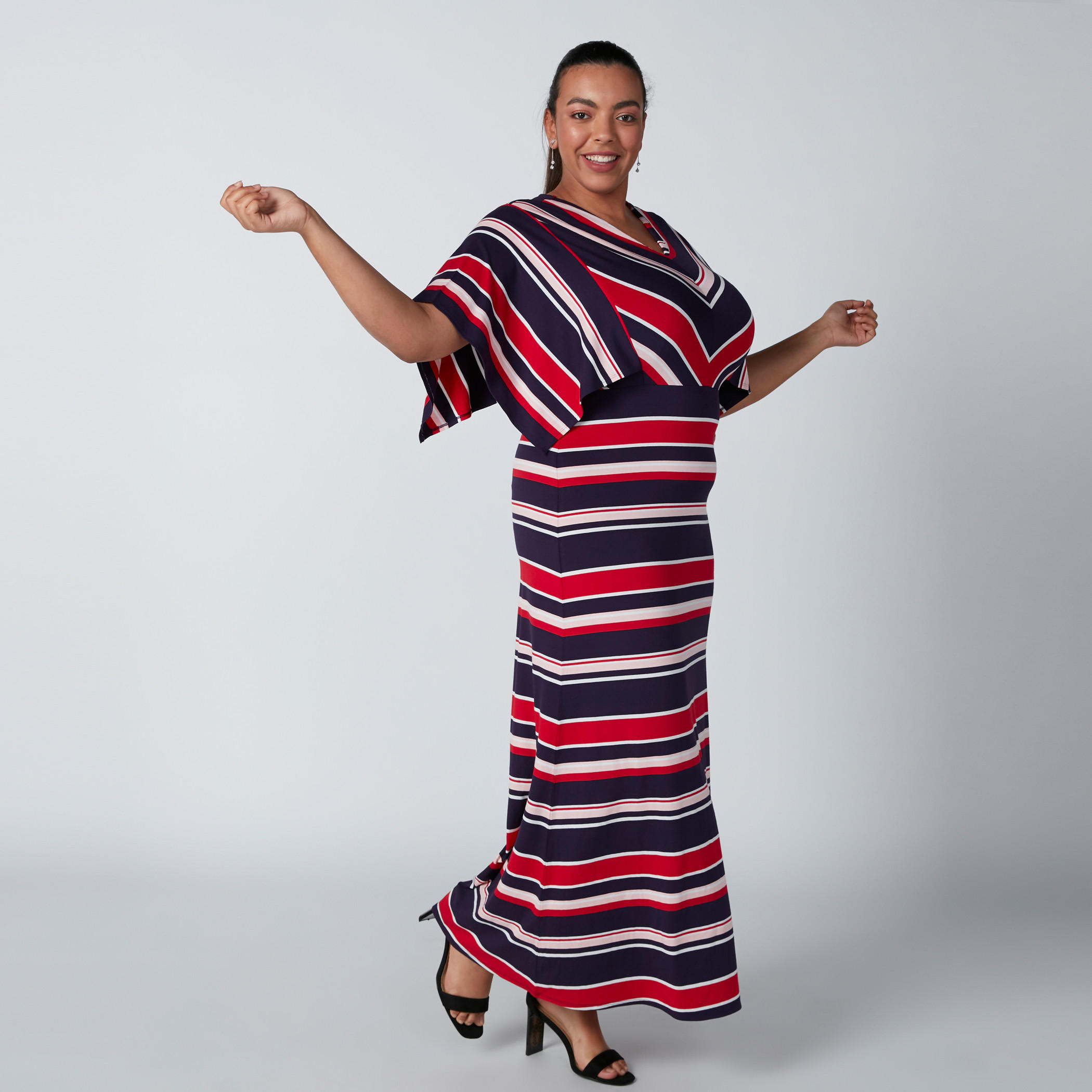 Striped Maxi Dress in Regular Fit with V-Neck-women-clothing-dresses-image-1