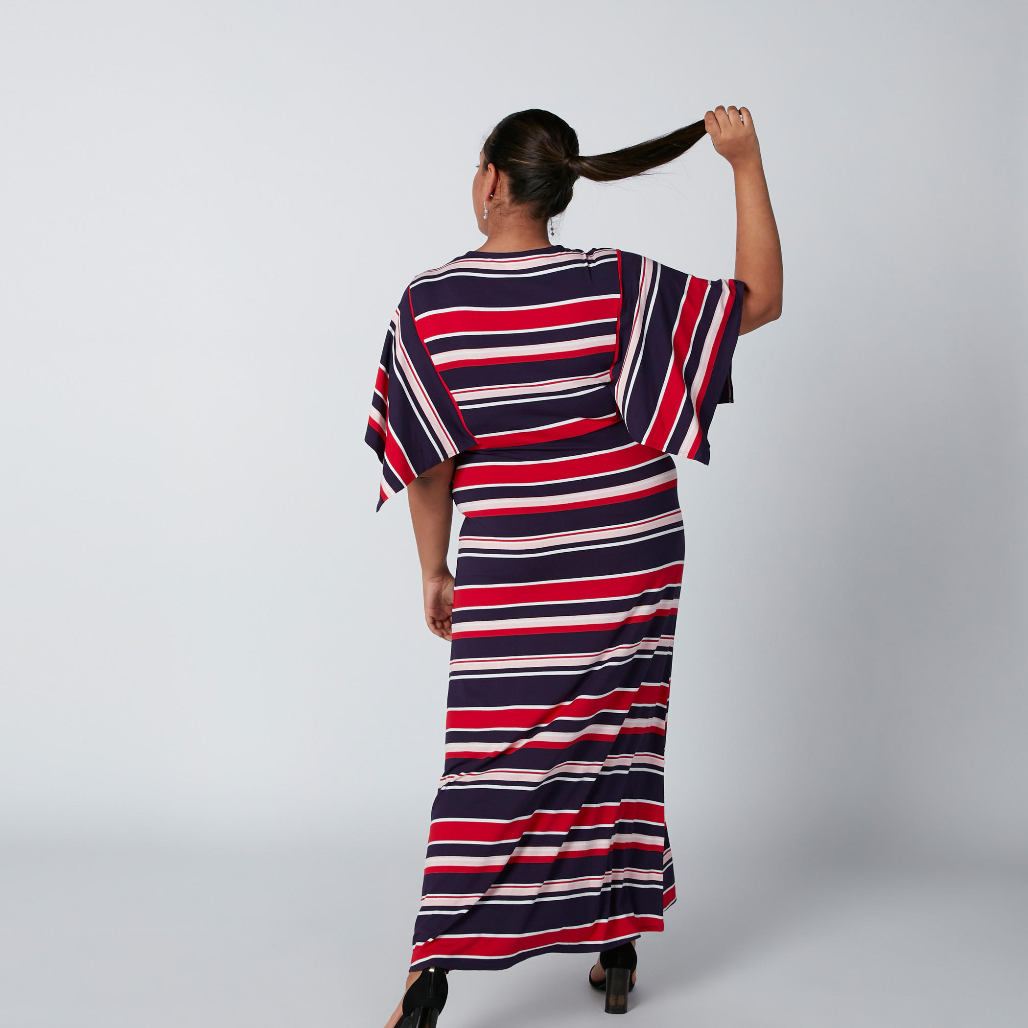 Striped Maxi Dress in Regular Fit with V-Neck-women-clothing-dresses-image-2