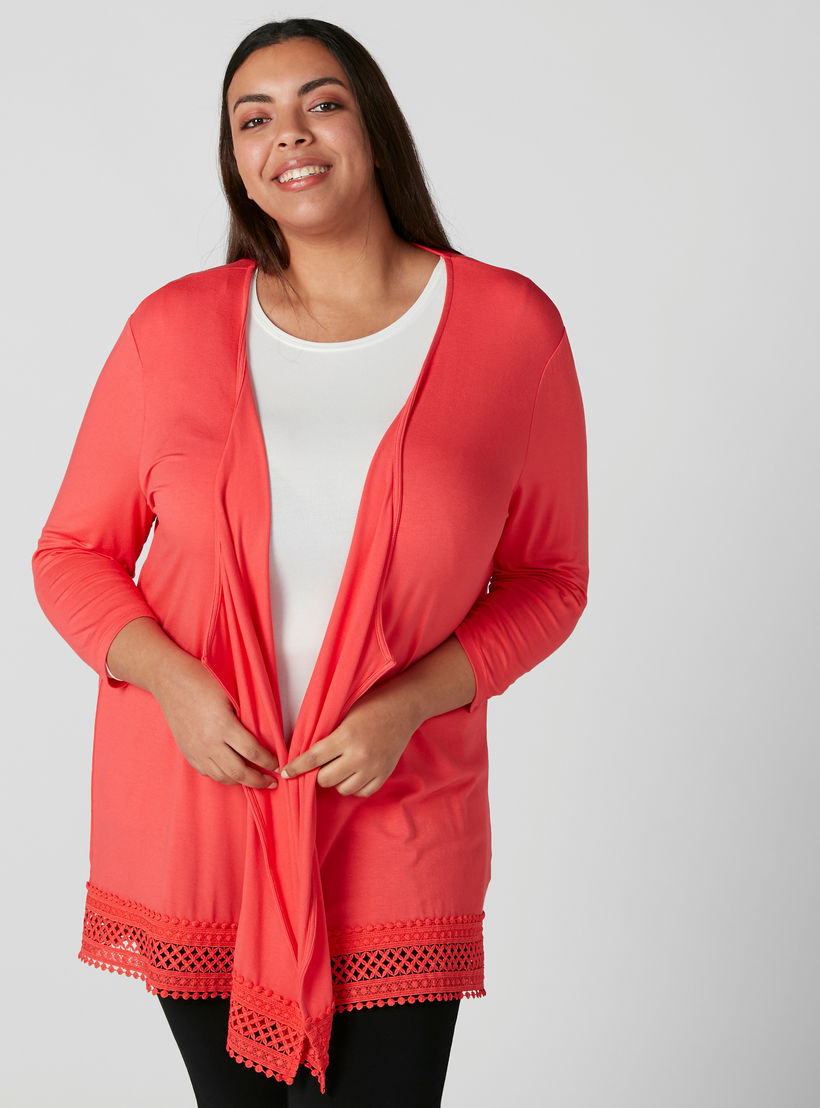 سترة مزينة بكرات بوم بوم وأكمام 3/4-women-winterwear-cardigansandjumpers-cardigans-image-3