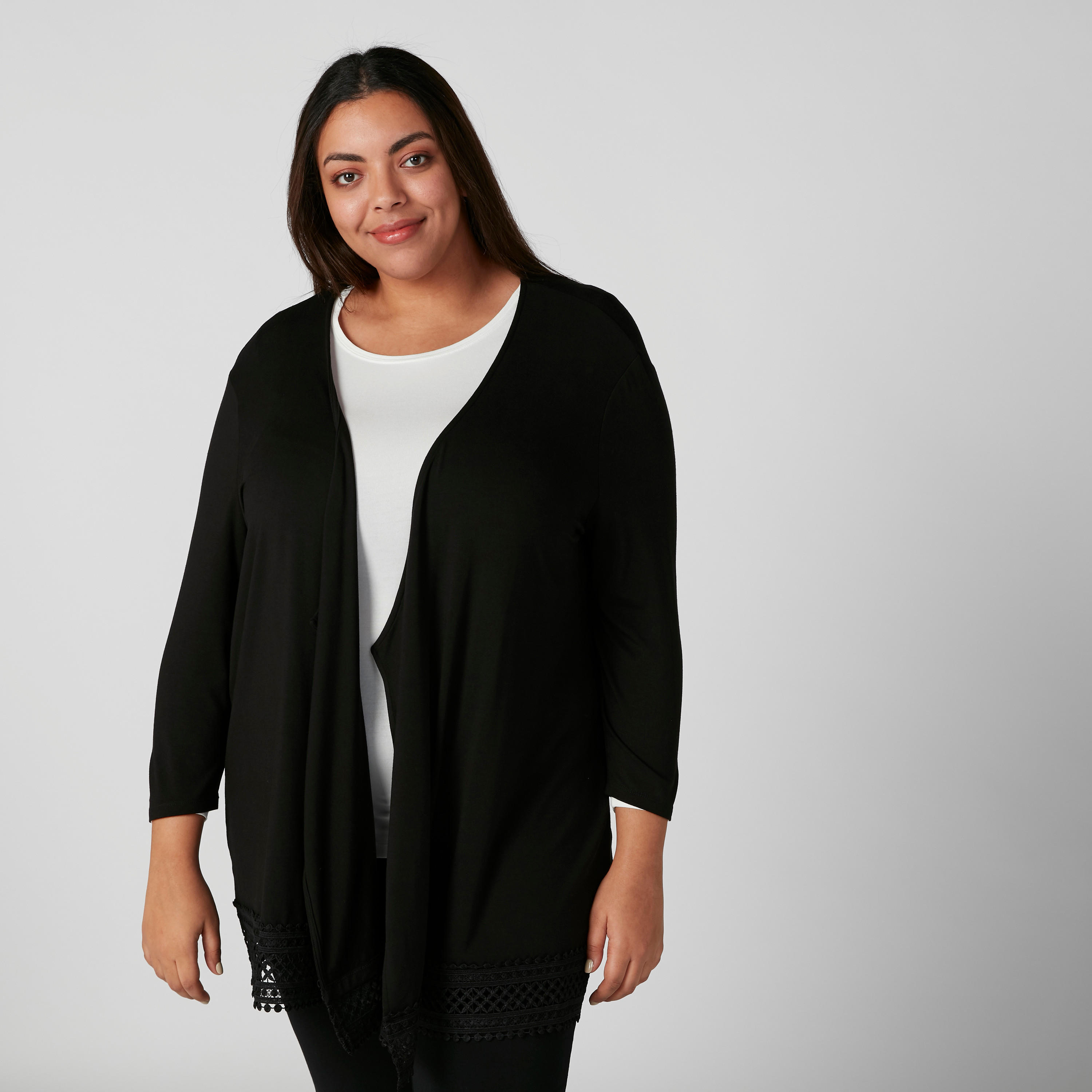 سترة مفتوحة من الأمام بأكمام 3/4 وتفاصيل دانتيل-women-winterwear-cardigansandjumpers-cardigans-image-3