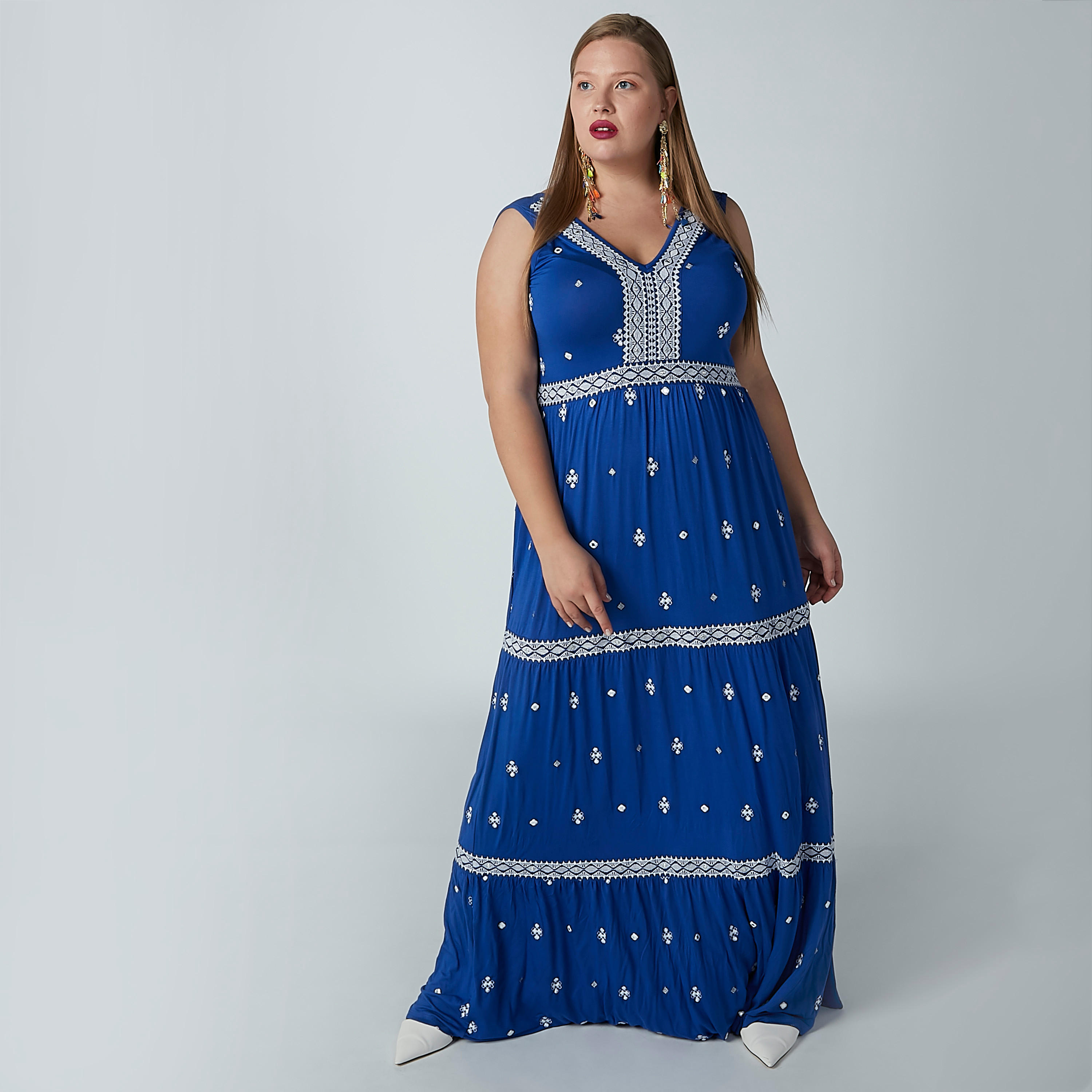 فستان طويل إيه لاين مطرز دون أكمام-women-clothing-dresses-image-1