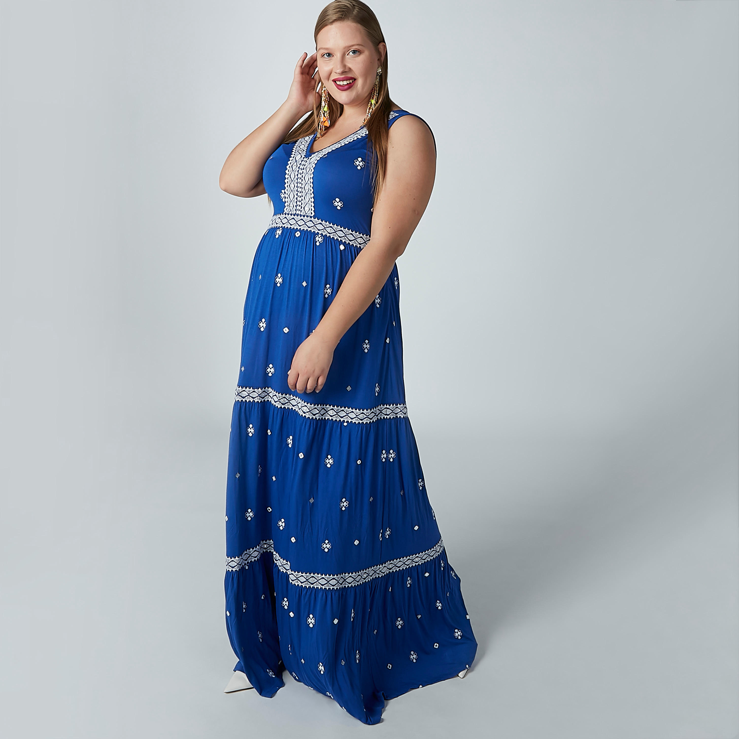 فستان طويل إيه لاين مطرز دون أكمام-women-clothing-dresses-image-3