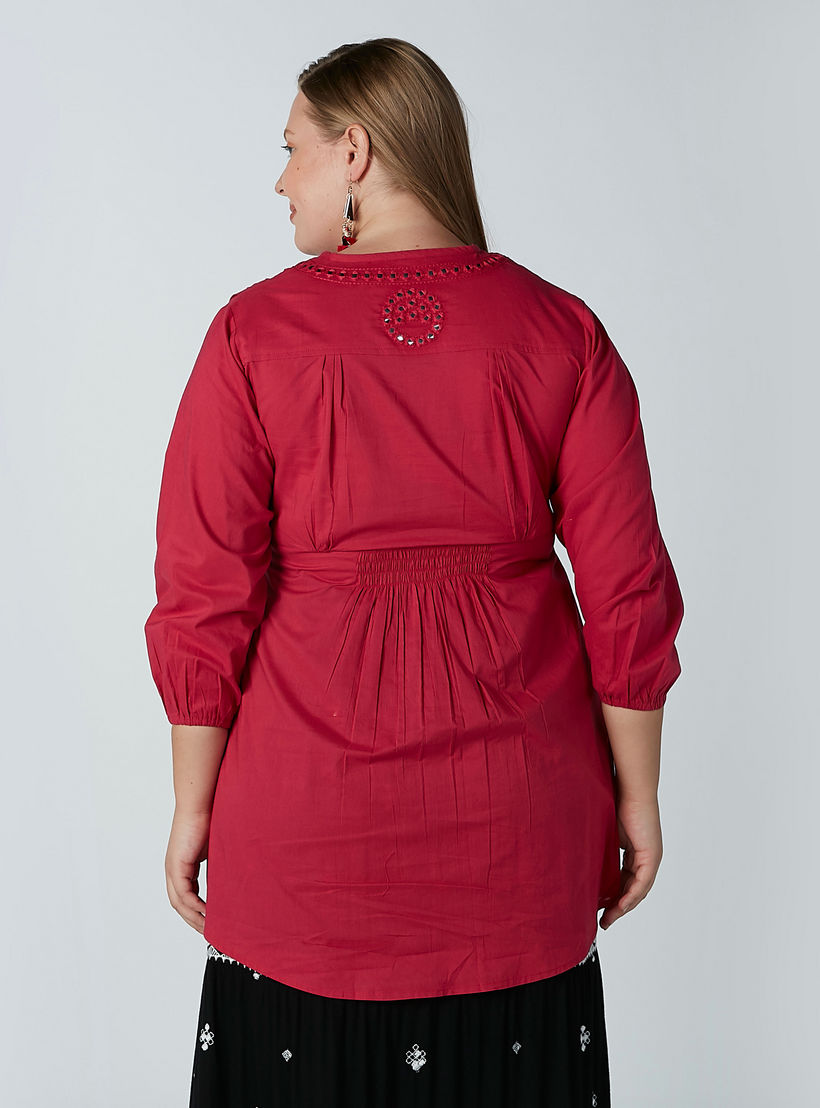 بلوزة مطرّزة بأكمام 3/4 ورباط-women-clothing-shirtsandblouses-blouses-image-4