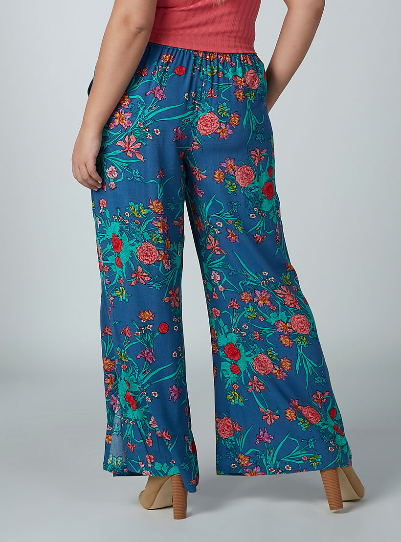 بنطال بالازو بطبعات زهرية وخصر مطاطي وجيوب-women-clothing-bottoms-trousers-image-3
