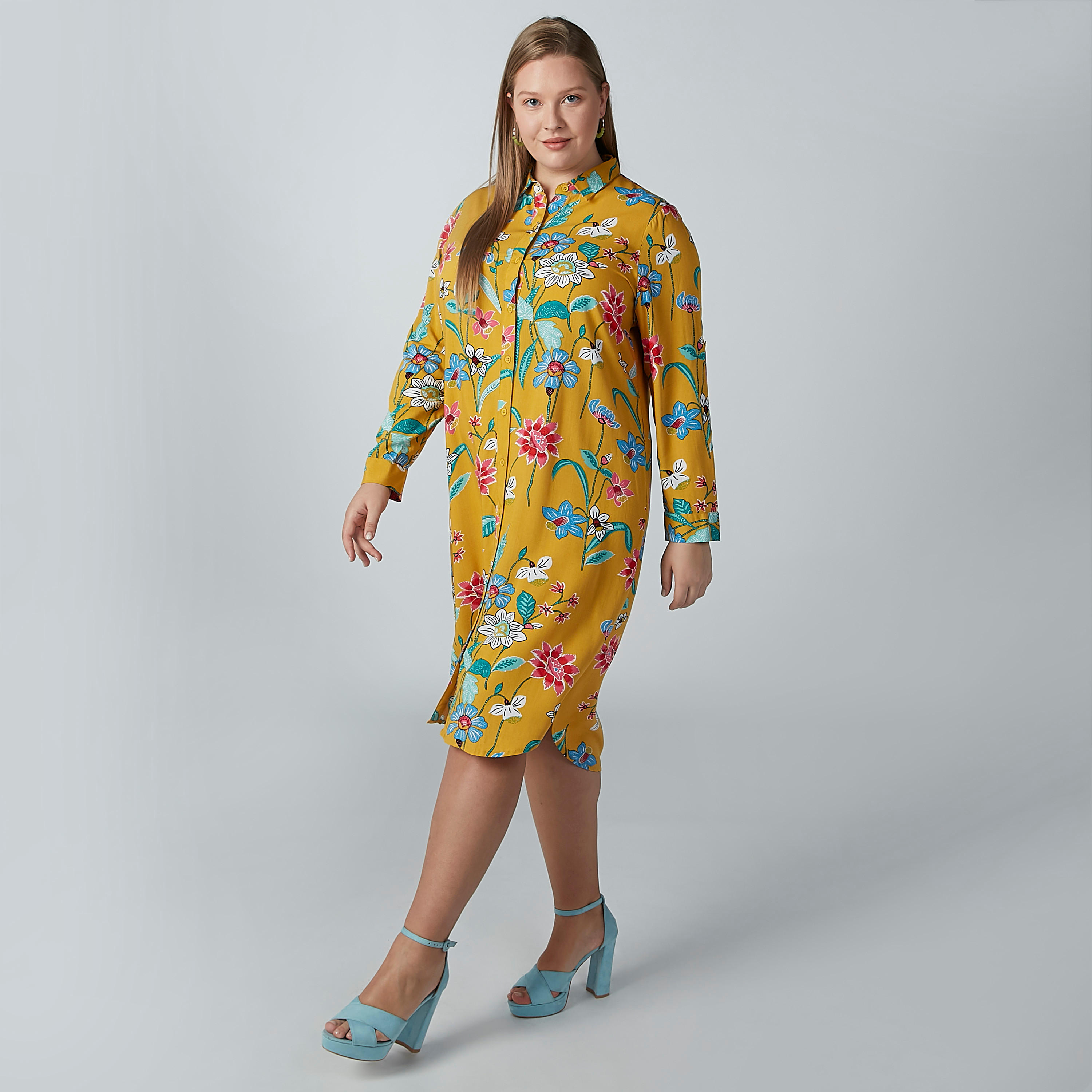 فستان قميص متوسط الطول بأكمام طويلة وطبعات زهرية-women-clothing-dresses-image-5