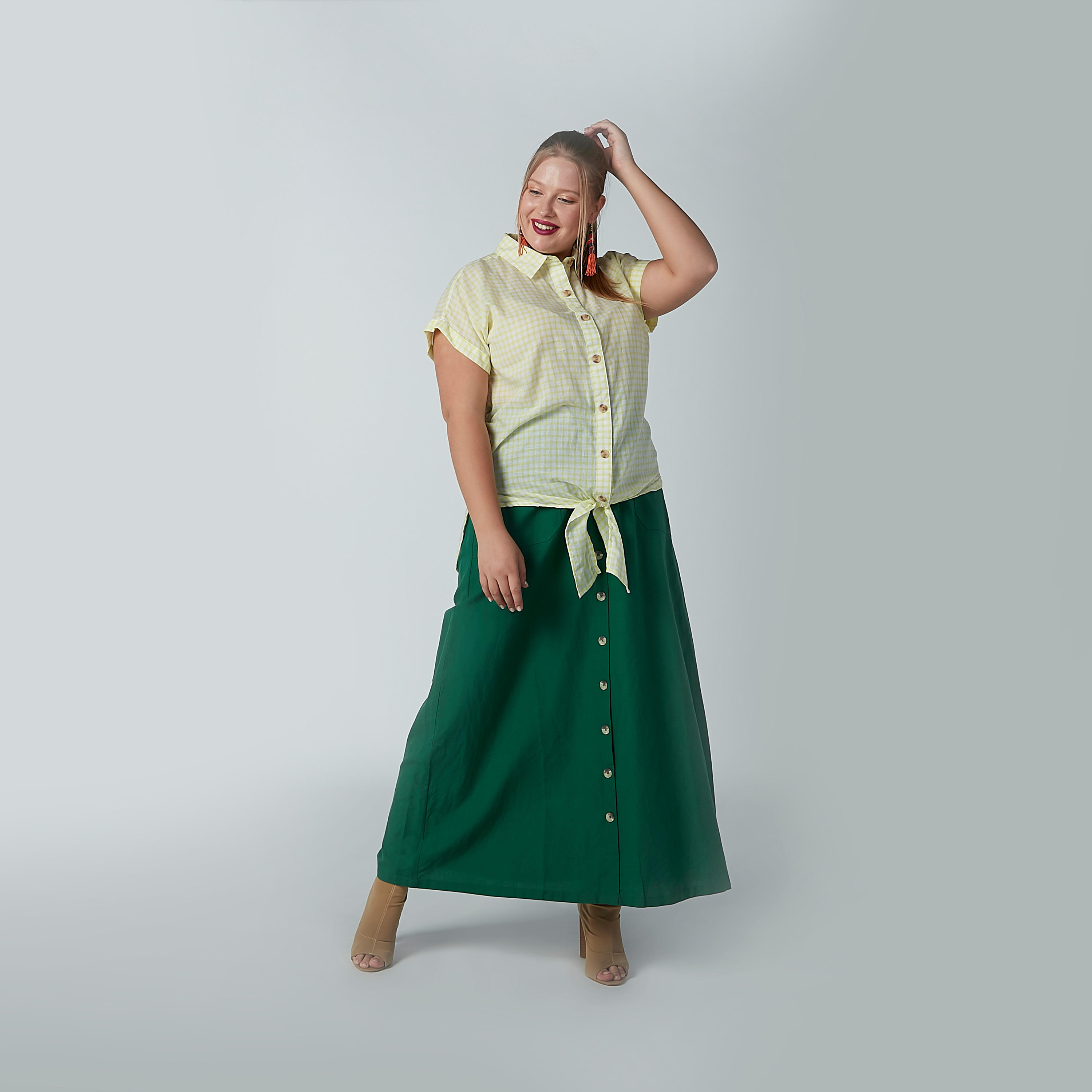 تنورة سادة إيه لاين طويلة برباط وجيوب-women-clothing-bottoms-skirts-image-3