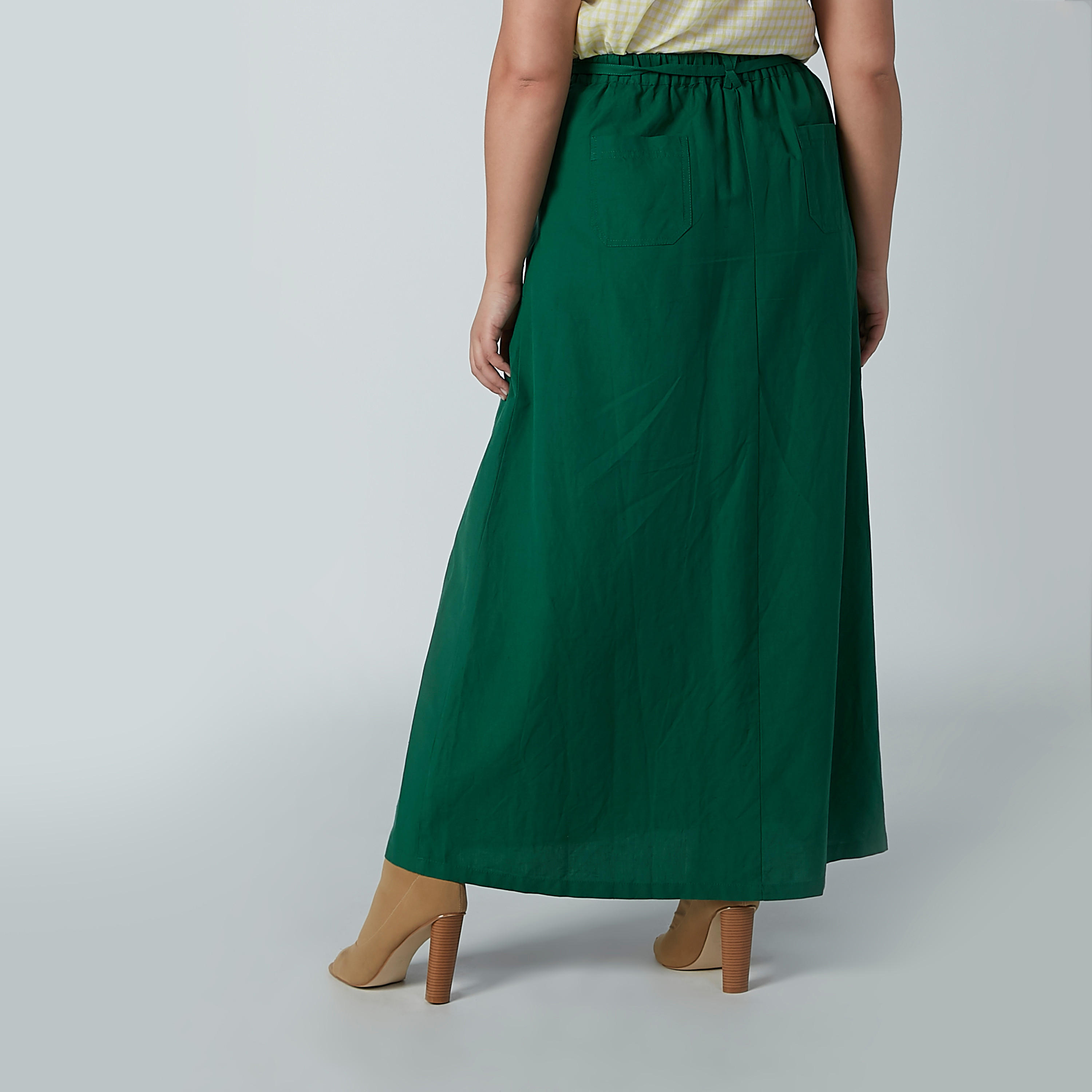 تنورة سادة إيه لاين طويلة برباط وجيوب-women-clothing-bottoms-skirts-image-4