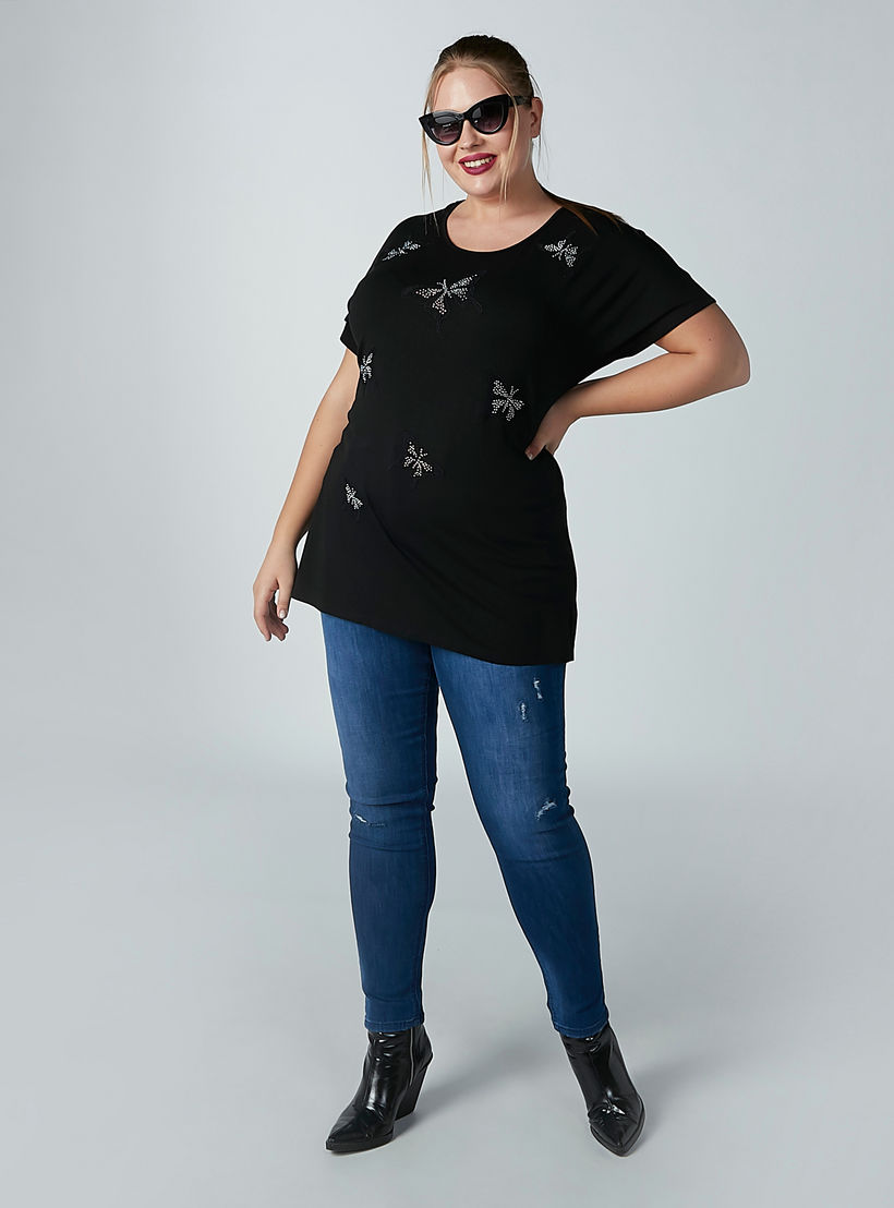 بنطال جينز طويل ممزّق بجيوب وحلقات للحزام-women-clothing-bottoms-jeans-image-2