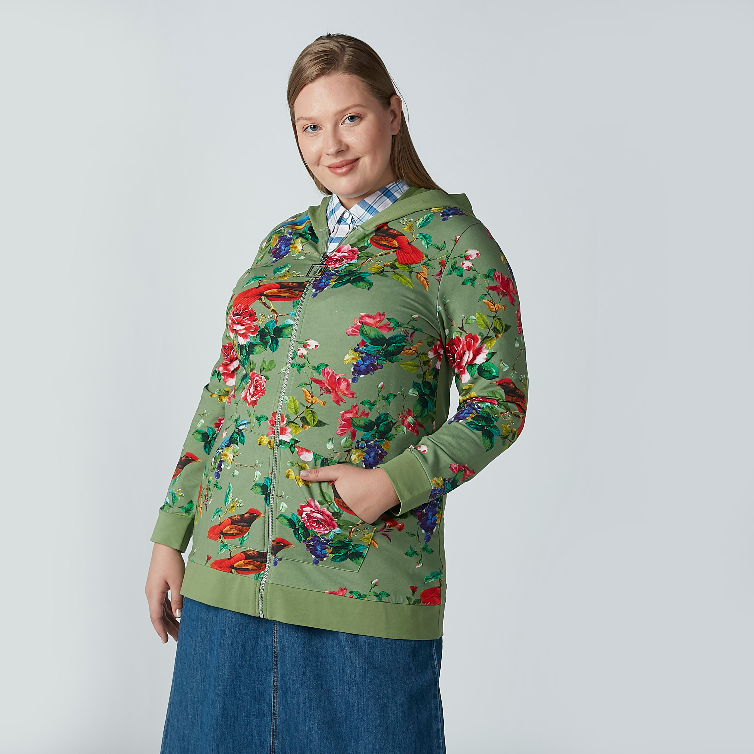 Floral Printed Hoodie with Long Sleeves-women-winterwear-hoodiesandsweatshirts-sweatshirts-image-1