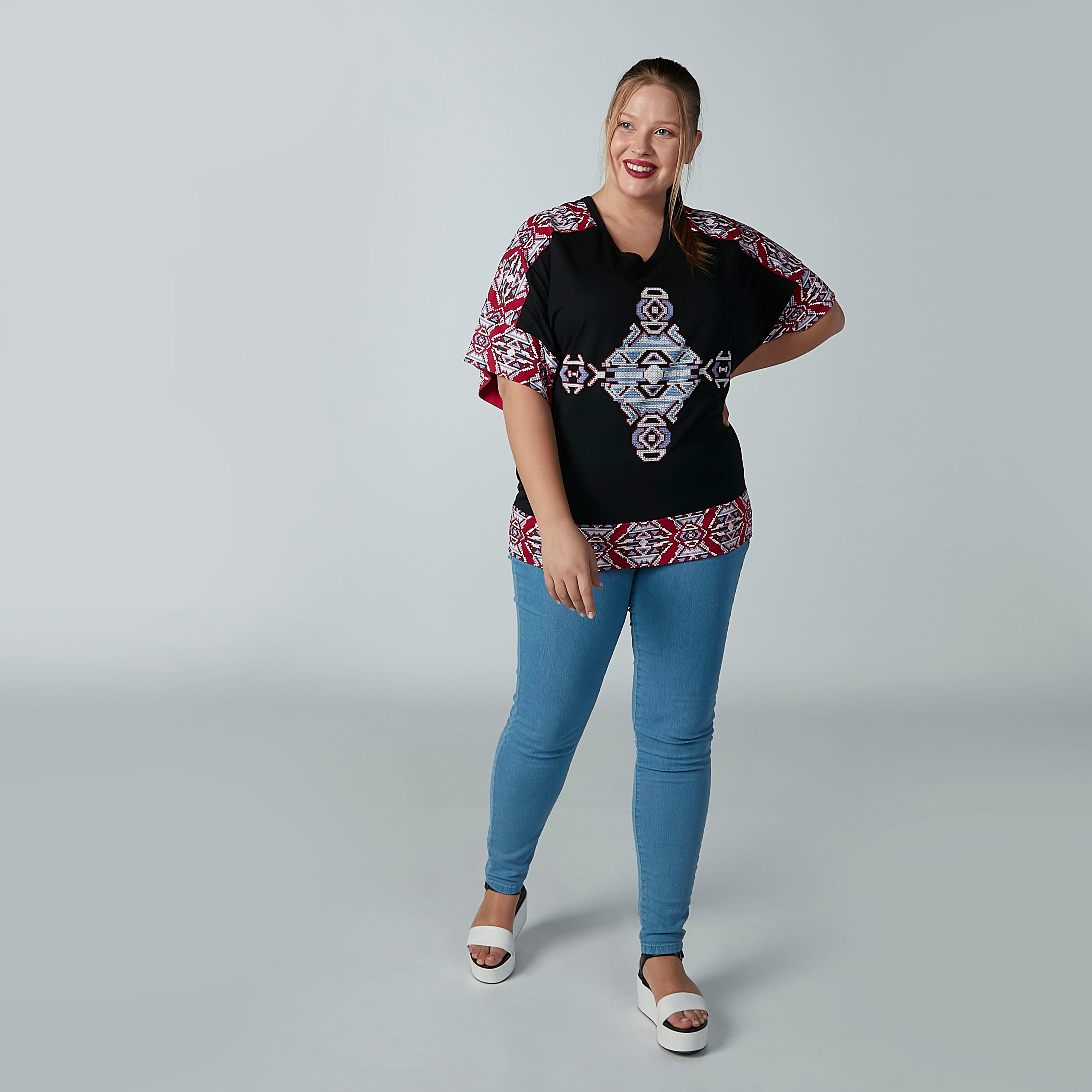Textured Top with Extended Sleeves and Tie Up-women-clothing-tshirts-image-1