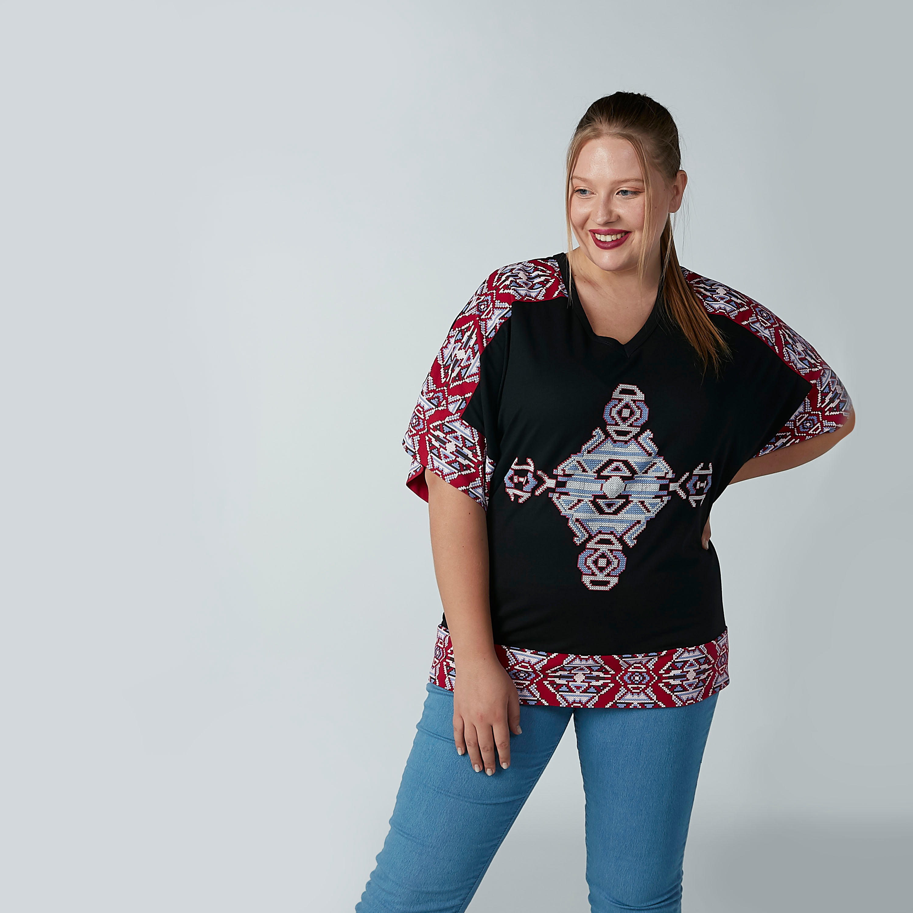 Textured Top with Extended Sleeves and Tie Up-women-clothing-tshirts-image-3