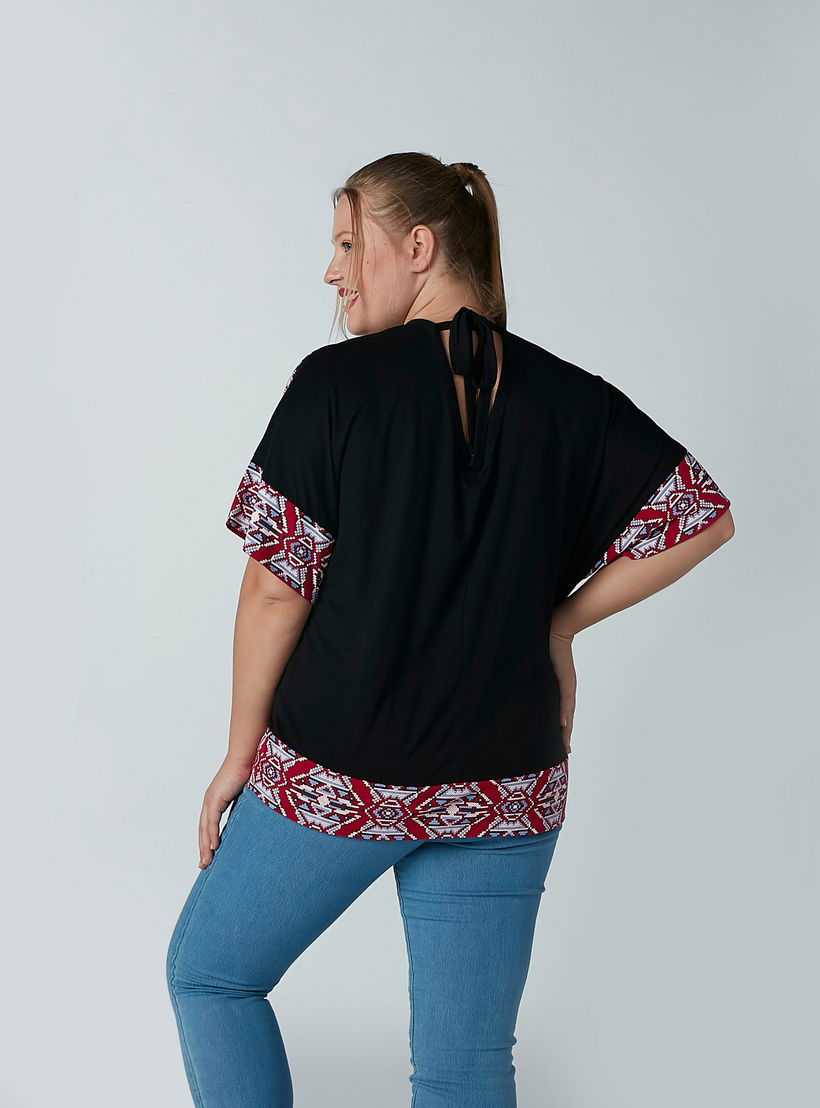 Textured Top with Extended Sleeves and Tie Up-women-clothing-tshirts-image-4