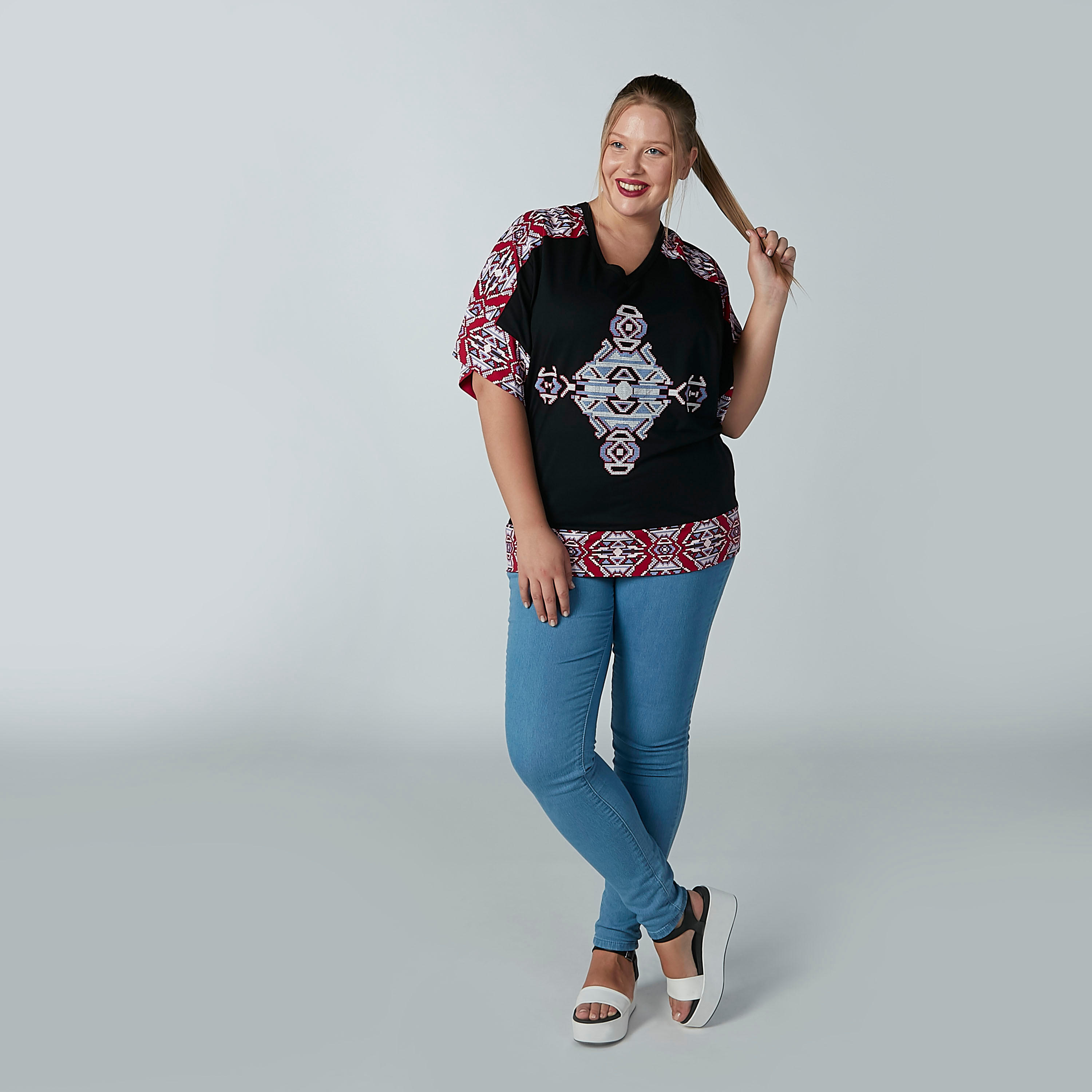 Textured Top with Extended Sleeves and Tie Up-women-clothing-tshirts-image-5