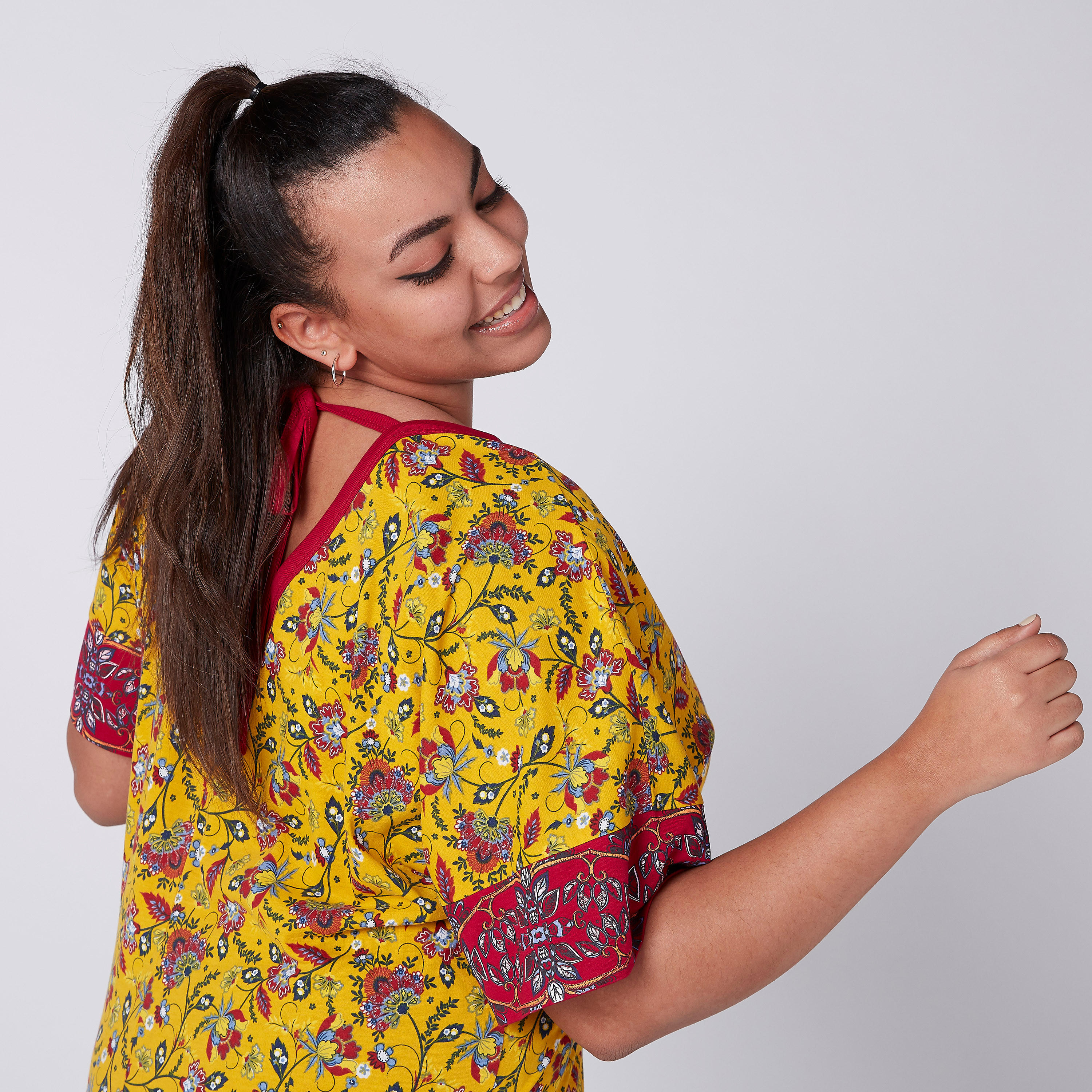 Floral Printed Top with V-Neck and Tie Ups-women-clothing-shirtsandblouses-blouses-image-1