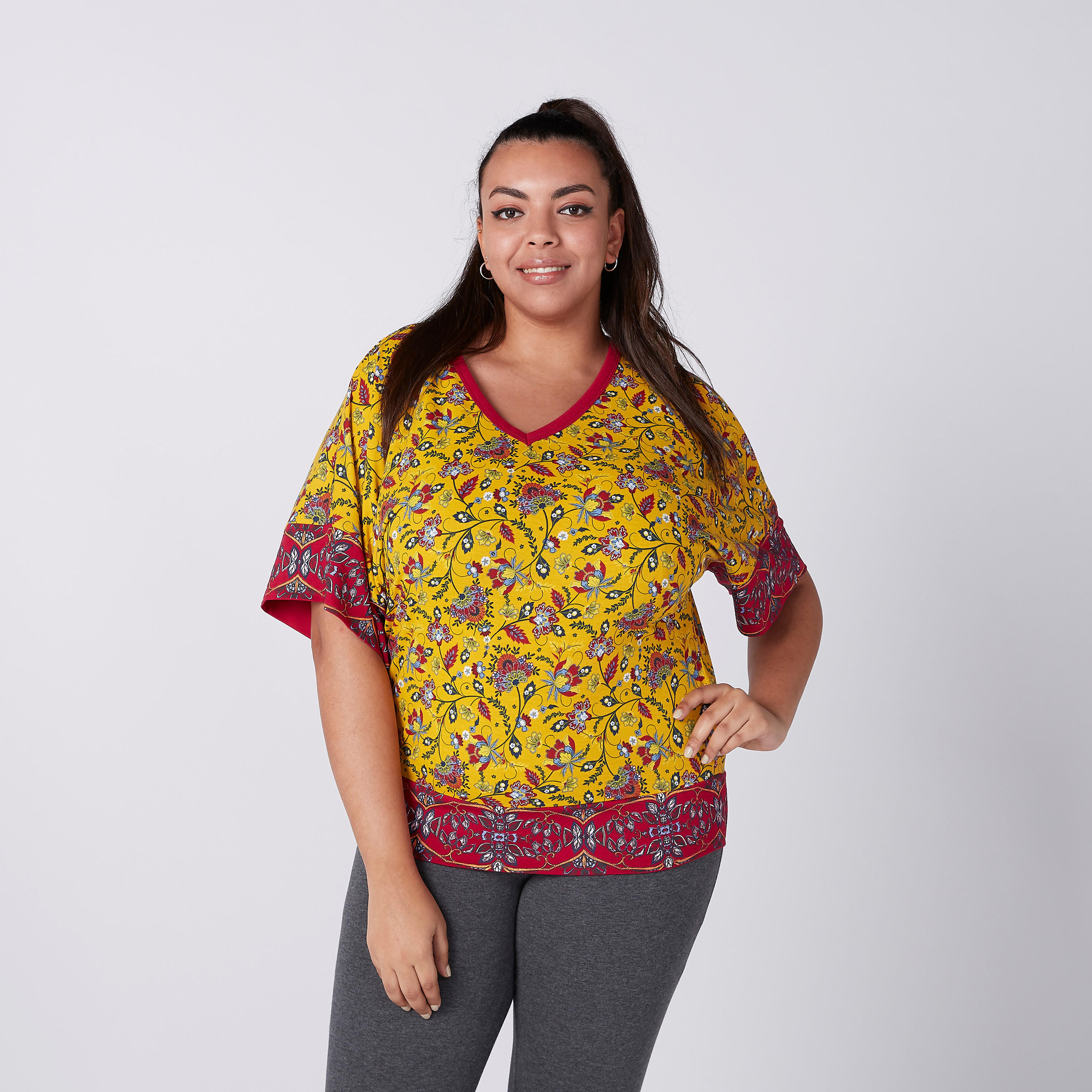 Floral Printed Top with V-Neck and Tie Ups-women-clothing-shirtsandblouses-blouses-image-3