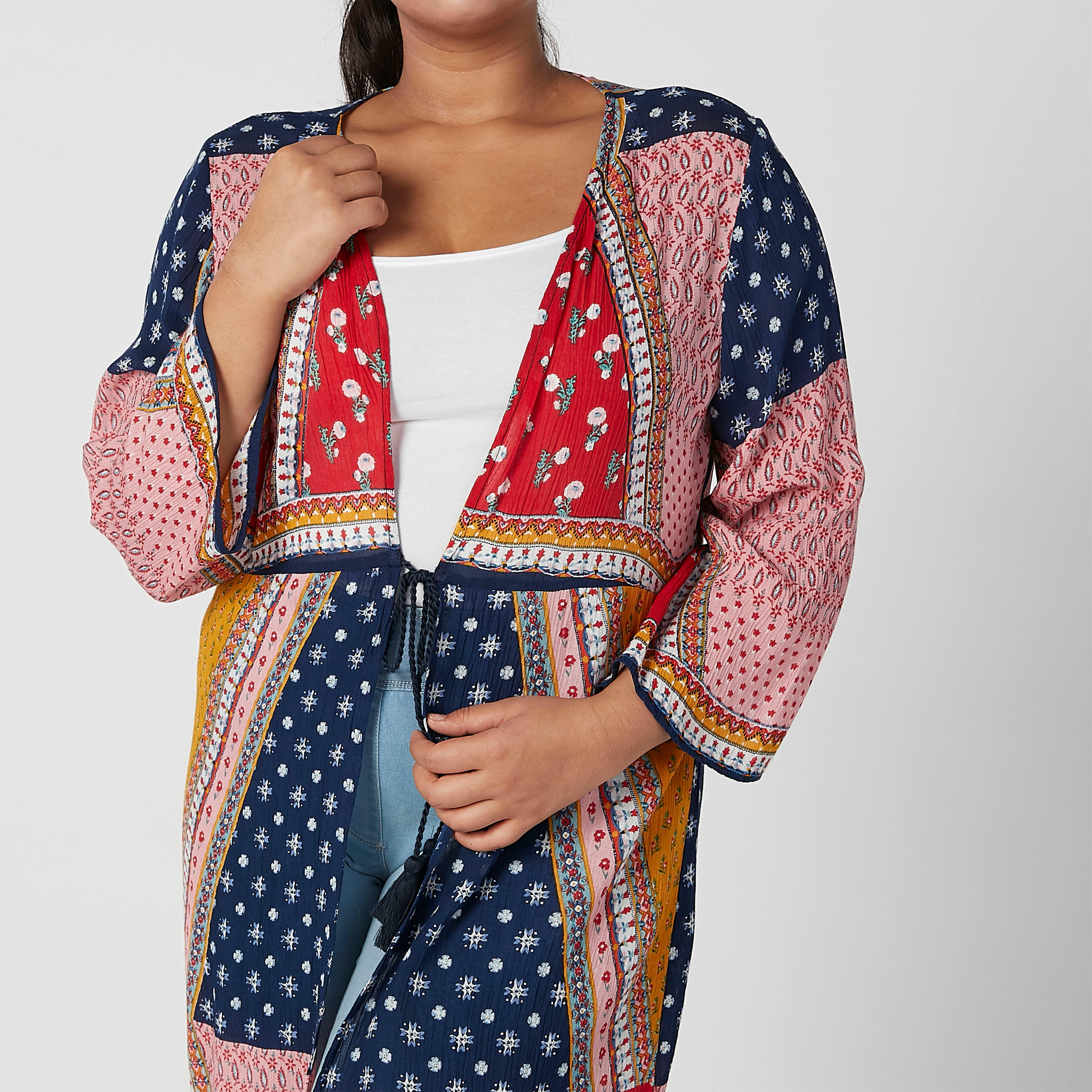 Printed Shrug with Long Sleeves and Tie Ups-women-winterwear-cardigansandjumpers-cardigans-image-5