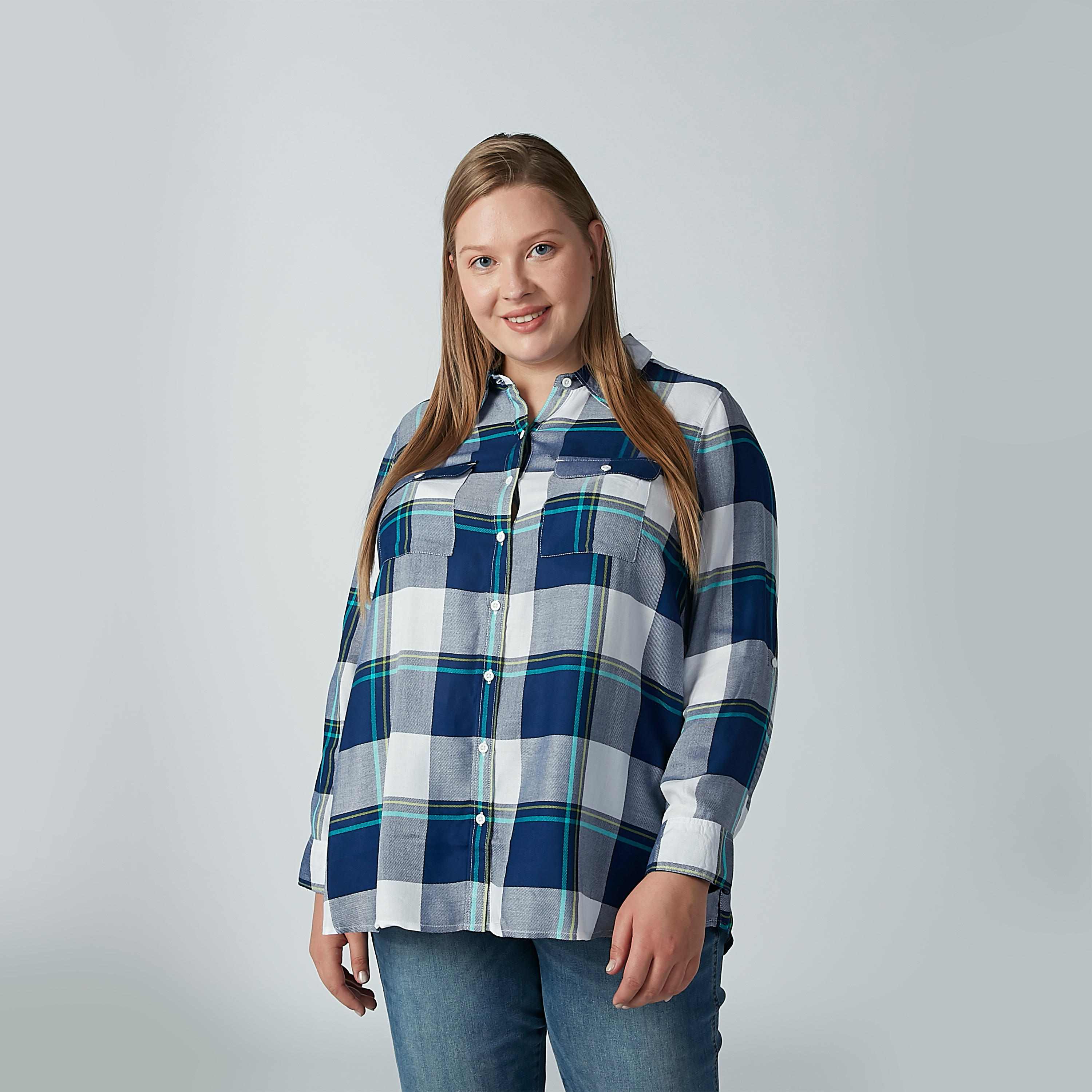 قميص كاروهات بأكمام طويلة وياقة عاديّة-women-clothing-shirtsandblouses-blouses-image-1