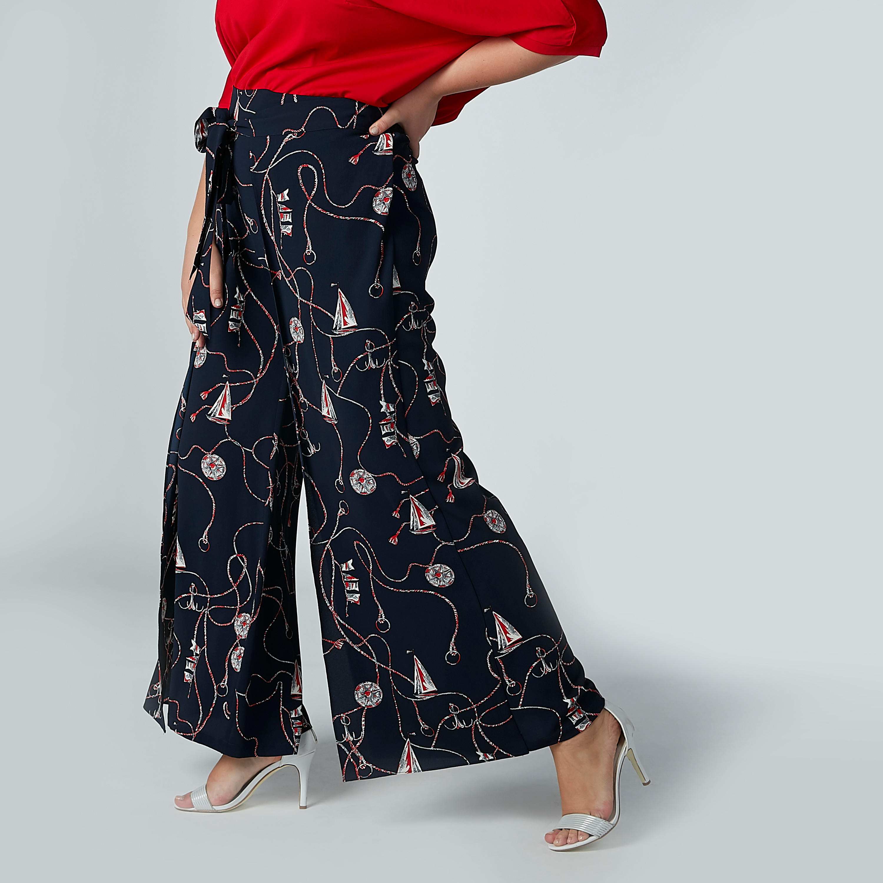 بنطال بالازو بطبعات مع تصميم عقدة أمامية-women-clothing-bottoms-trousers-image-3