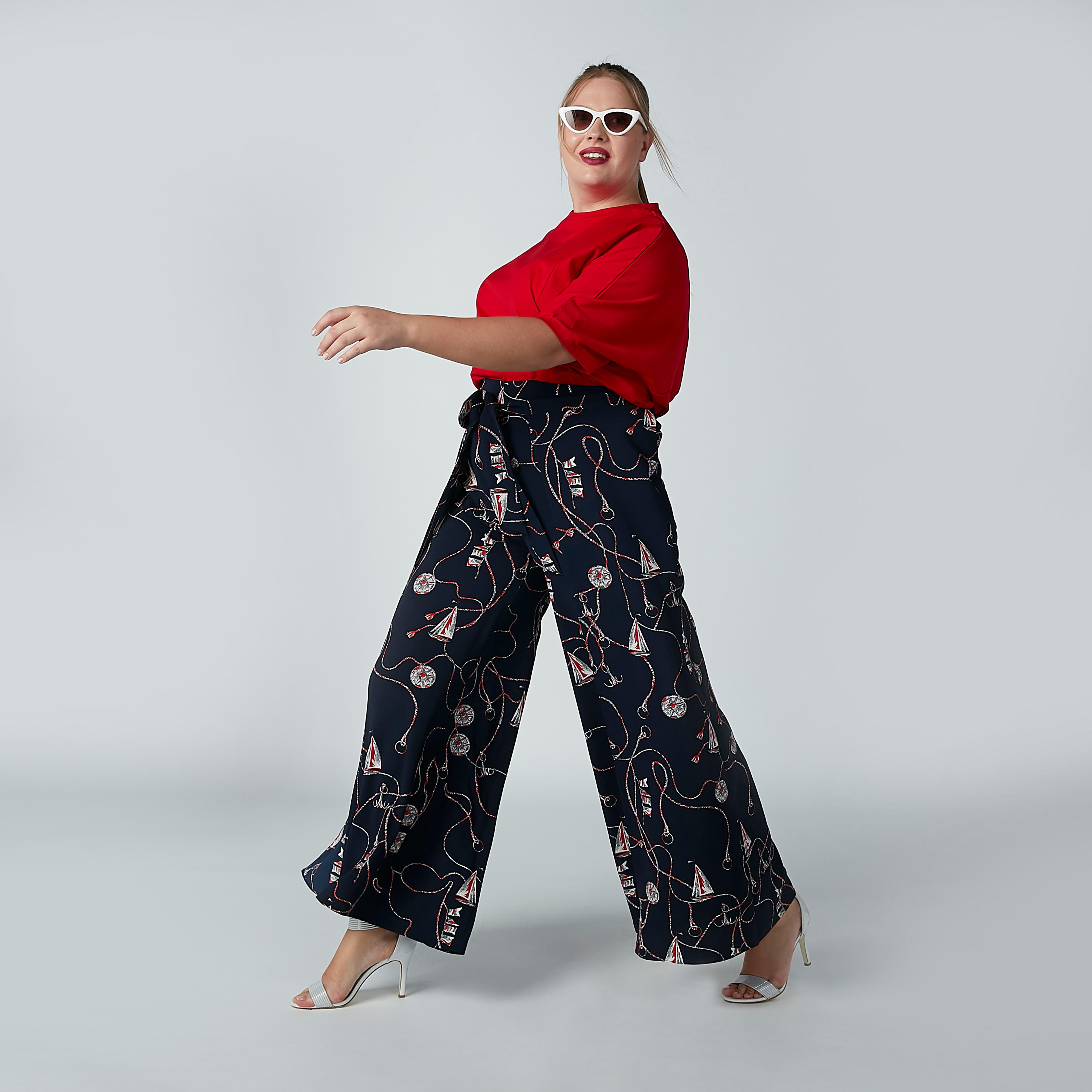 بنطال بالازو بطبعات مع تصميم عقدة أمامية-women-clothing-bottoms-trousers-image-5