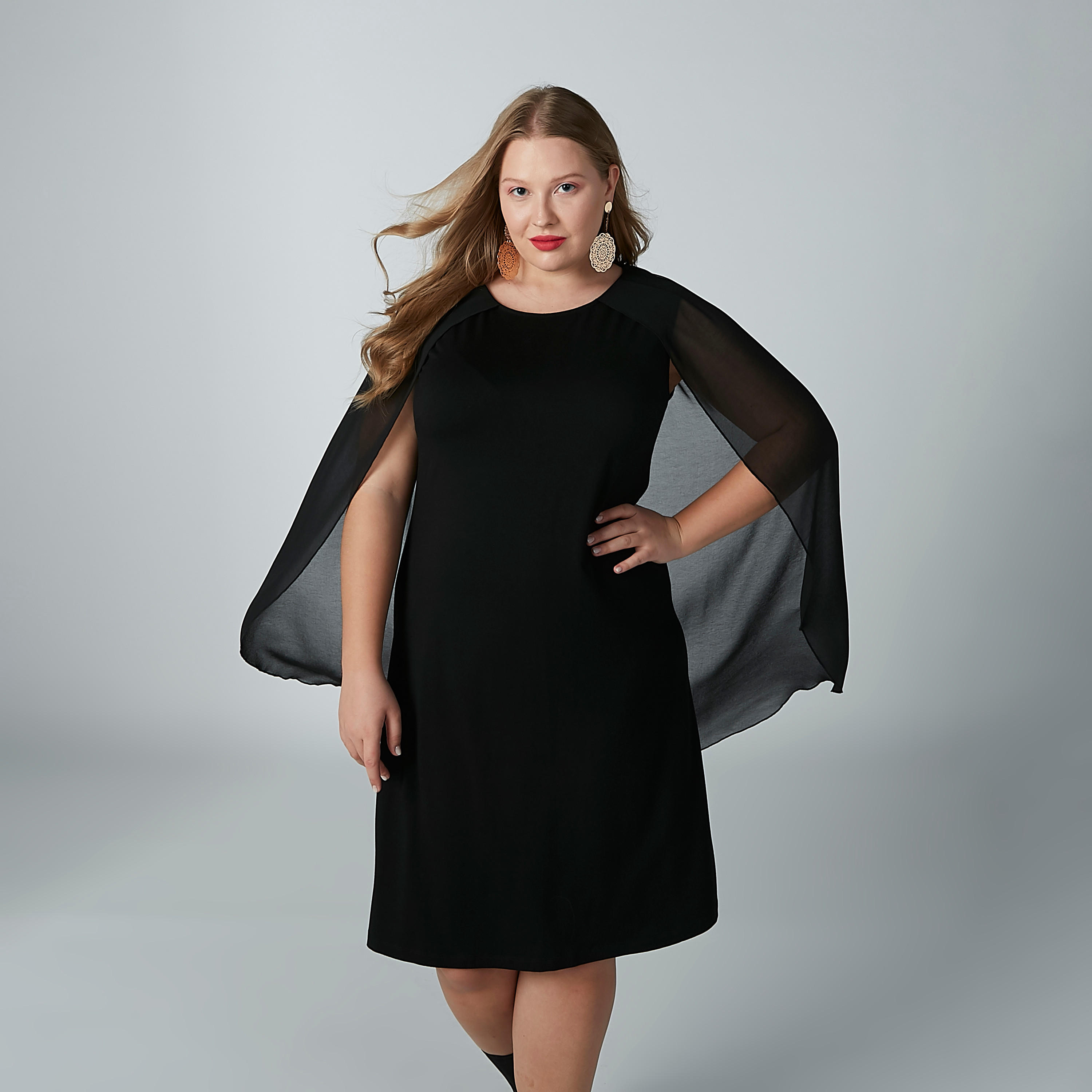 فستان ميدي سادة واسع بياقة مستديرة-women-clothing-dresses-image-4