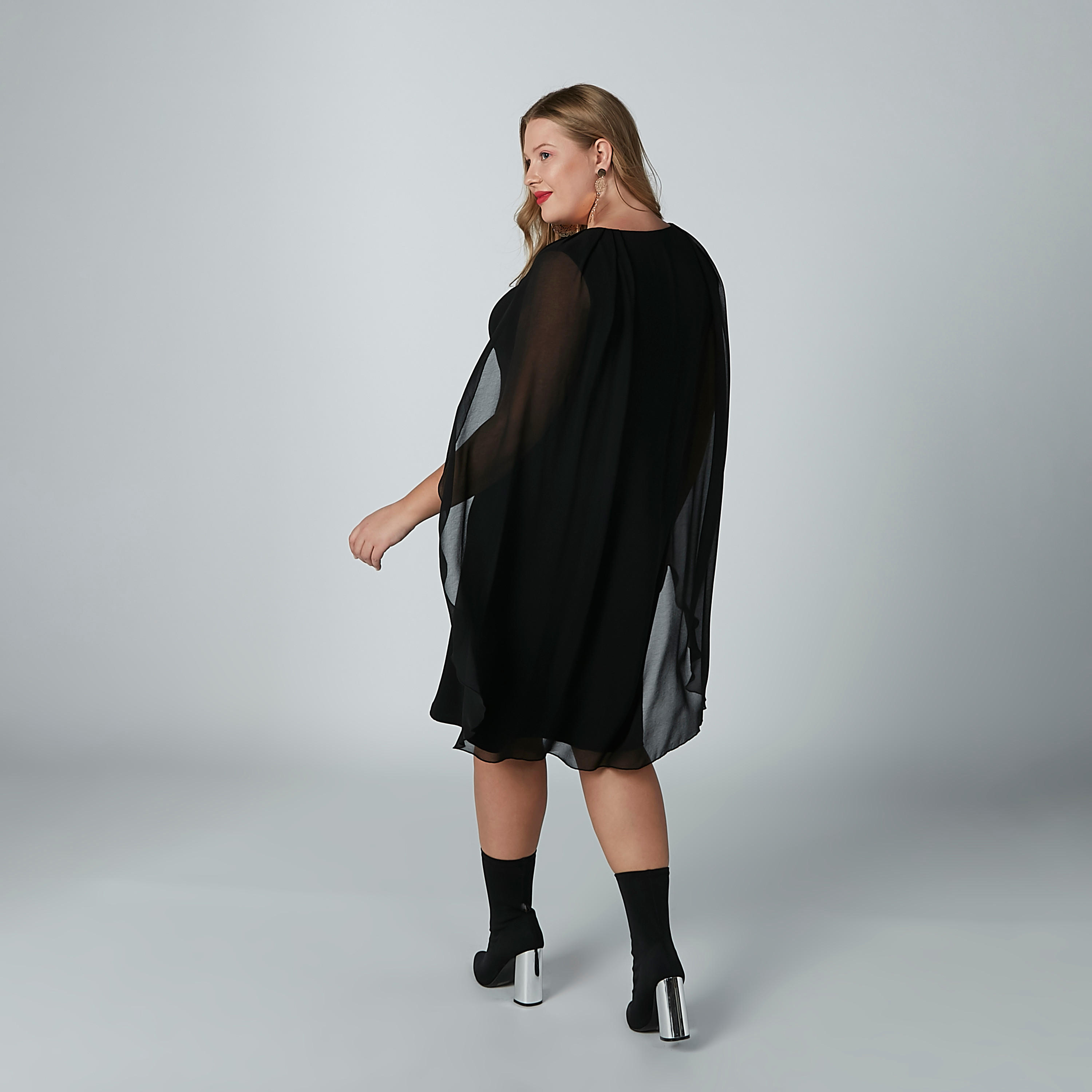 فستان ميدي سادة واسع بياقة مستديرة-women-clothing-dresses-image-1