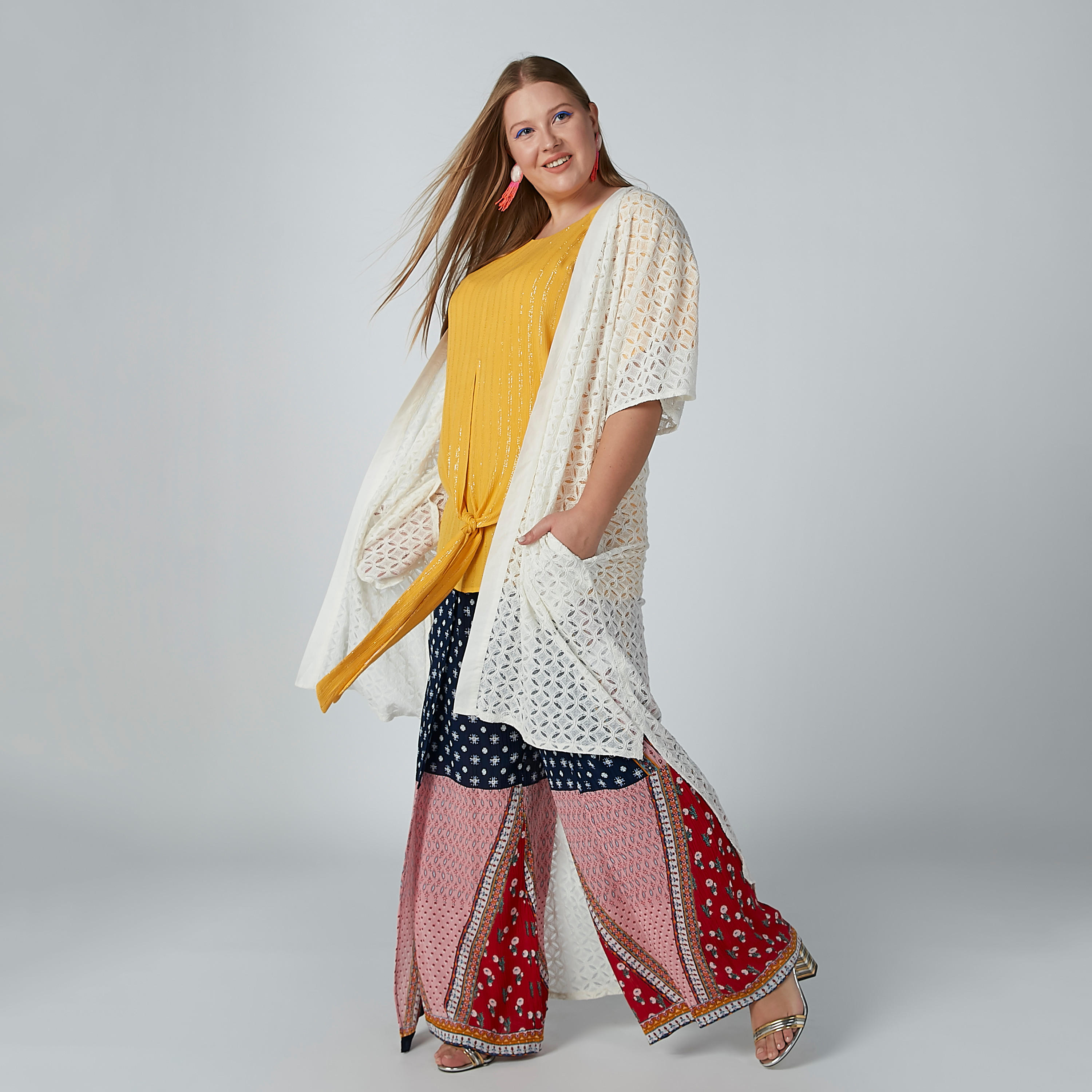 كارديغان طويل بارز الملمس مع جيب-women-winterwear-cardigansandjumpers-cardigans-image-2