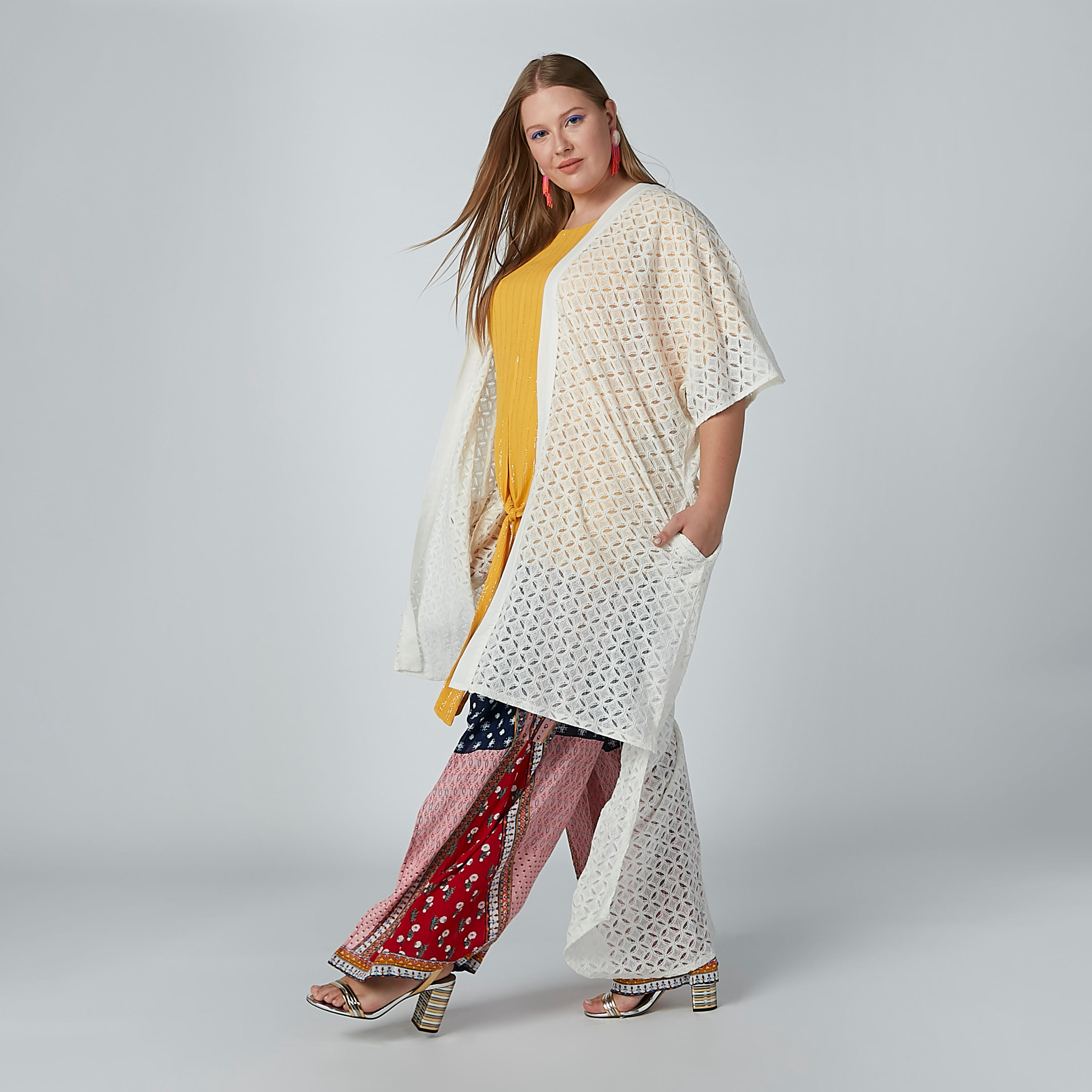 كارديغان طويل بارز الملمس مع جيب-women-winterwear-cardigansandjumpers-cardigans-image-3