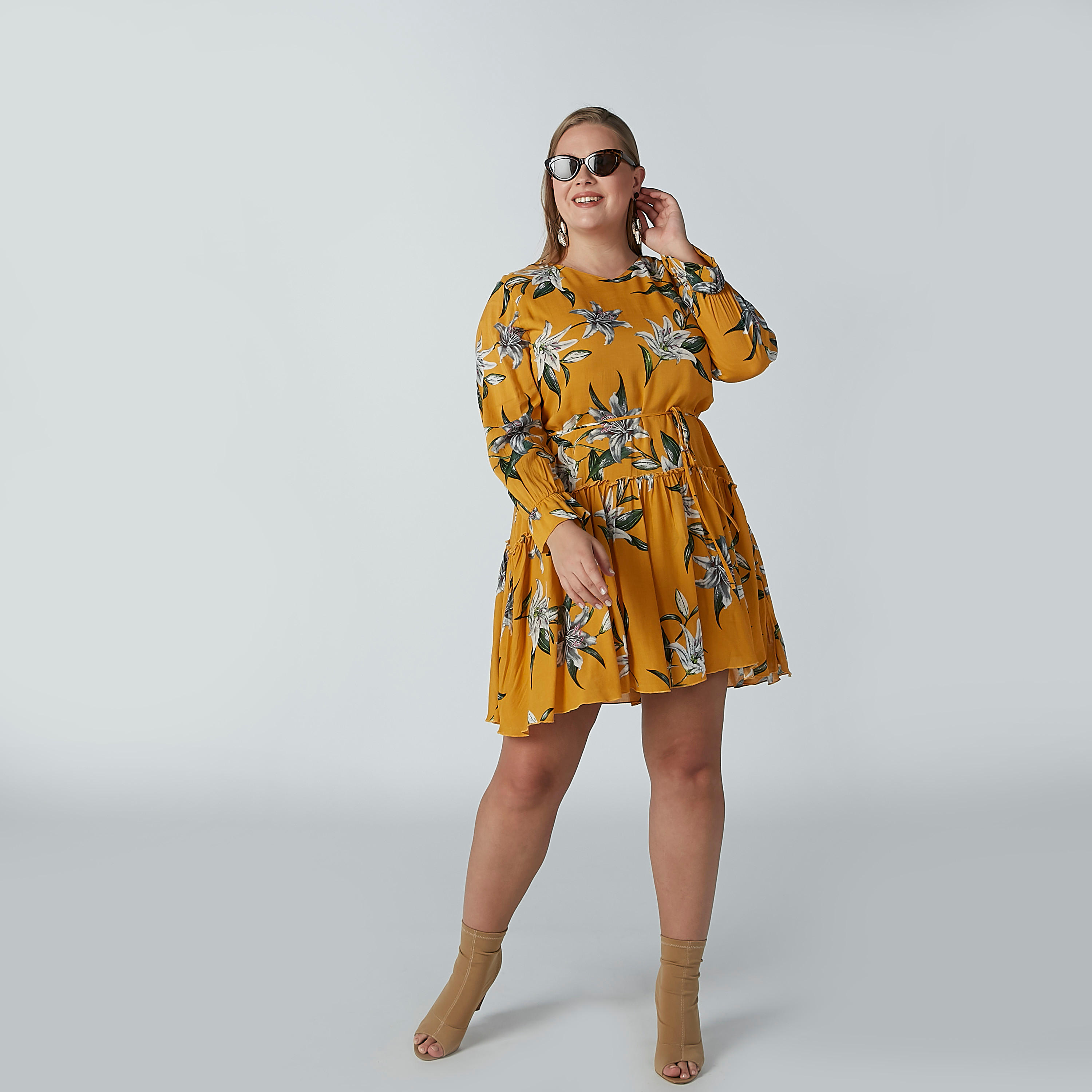 فستان إيه لاين بأكمام طويلة وأربطة وطبعات زهرية-women-clothing-dresses-image-2
