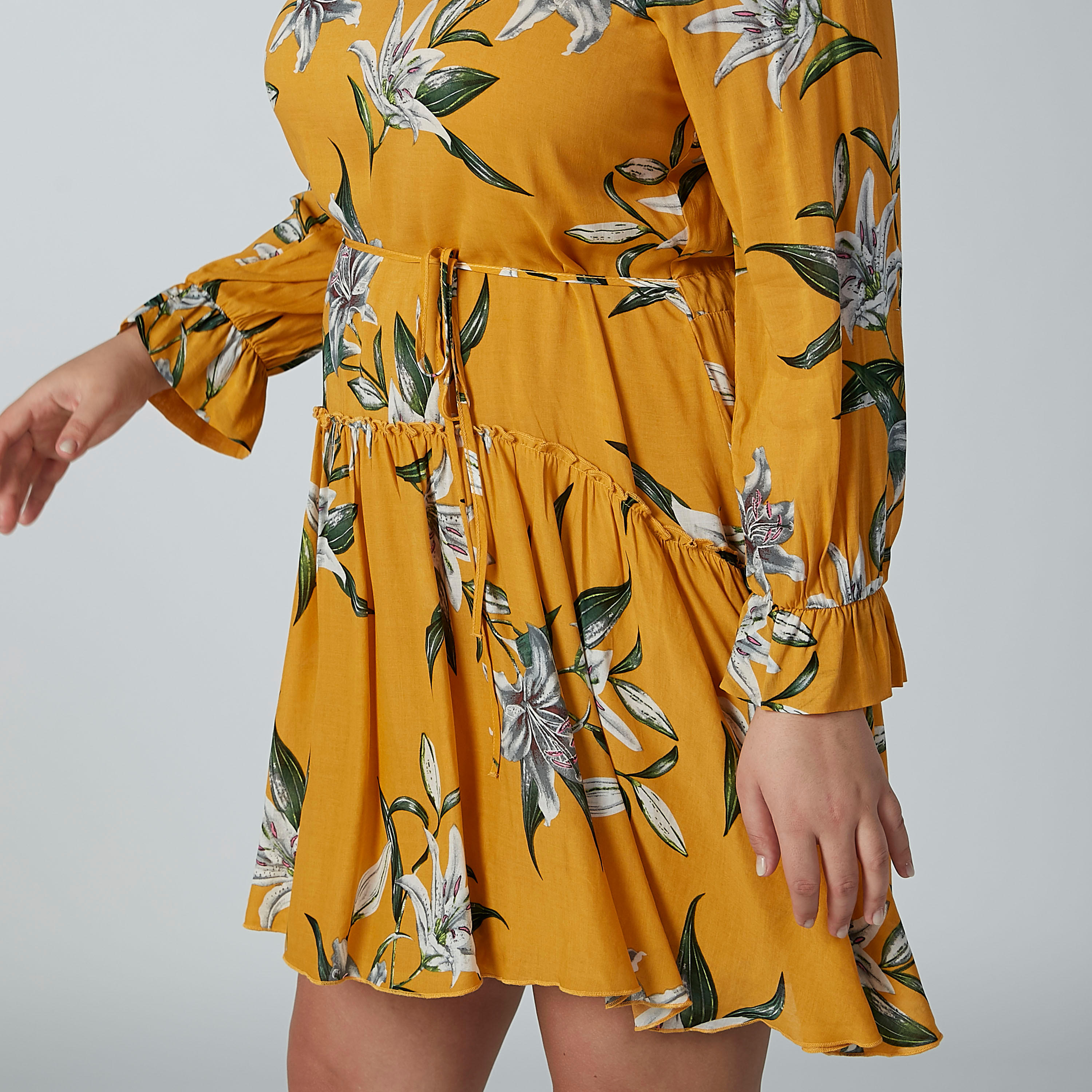 فستان إيه لاين بأكمام طويلة وأربطة وطبعات زهرية-women-clothing-dresses-image-4