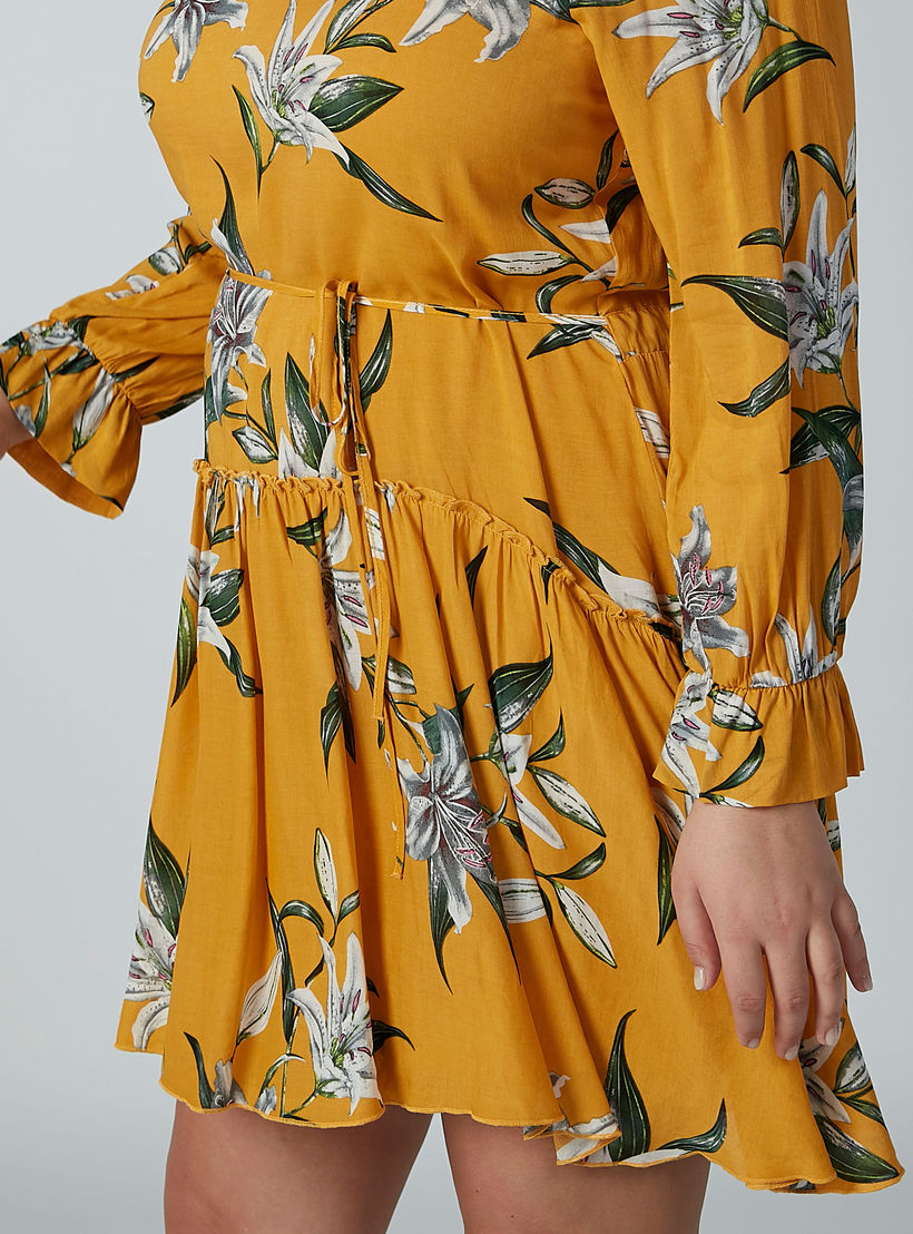 فستان إيه لاين بأكمام طويلة وأربطة وطبعات زهرية-women-clothing-dresses-image-4