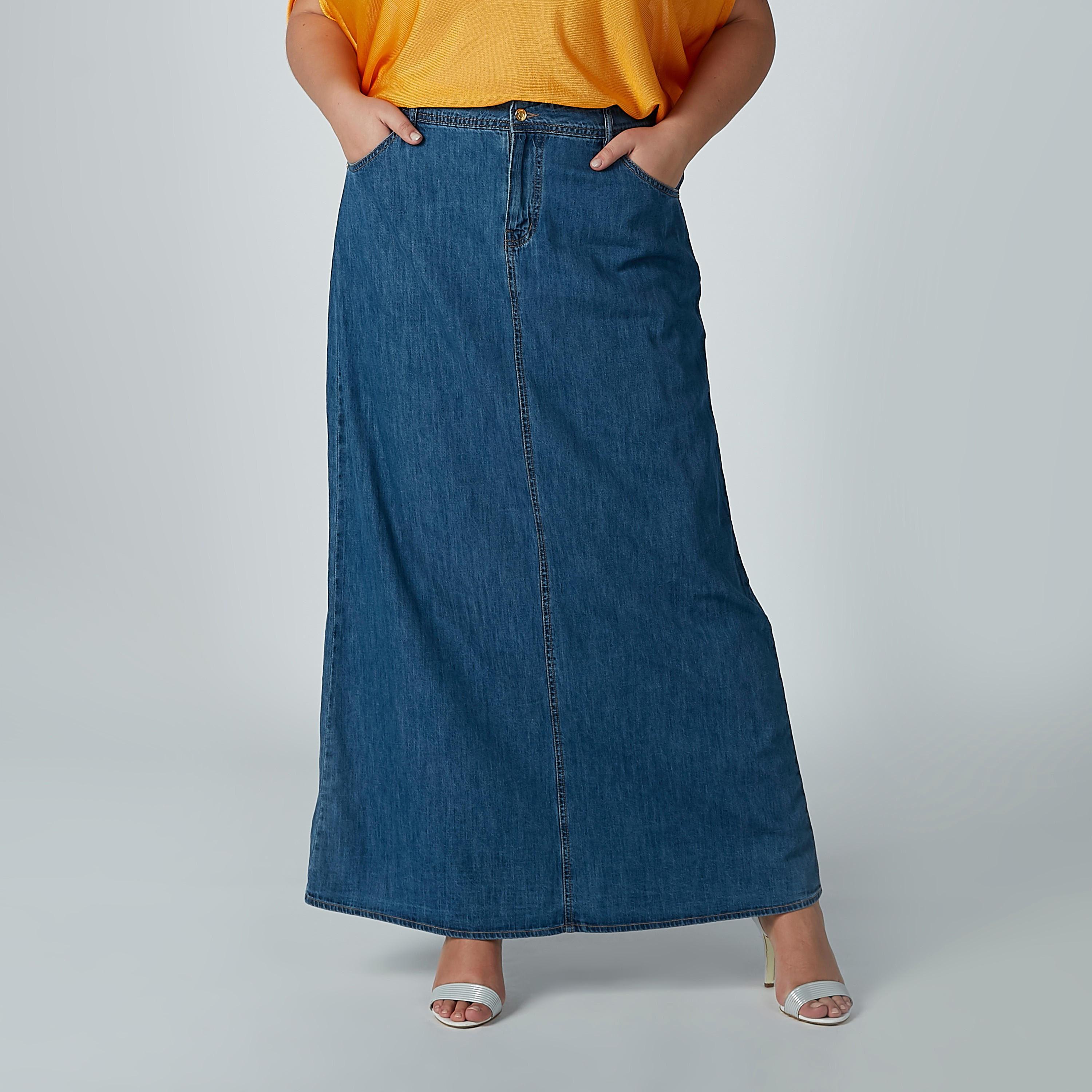 تنورة مستدامة سادة إيه لاين طويلة بجيوب-women-clothing-bottoms-skirts-image-1