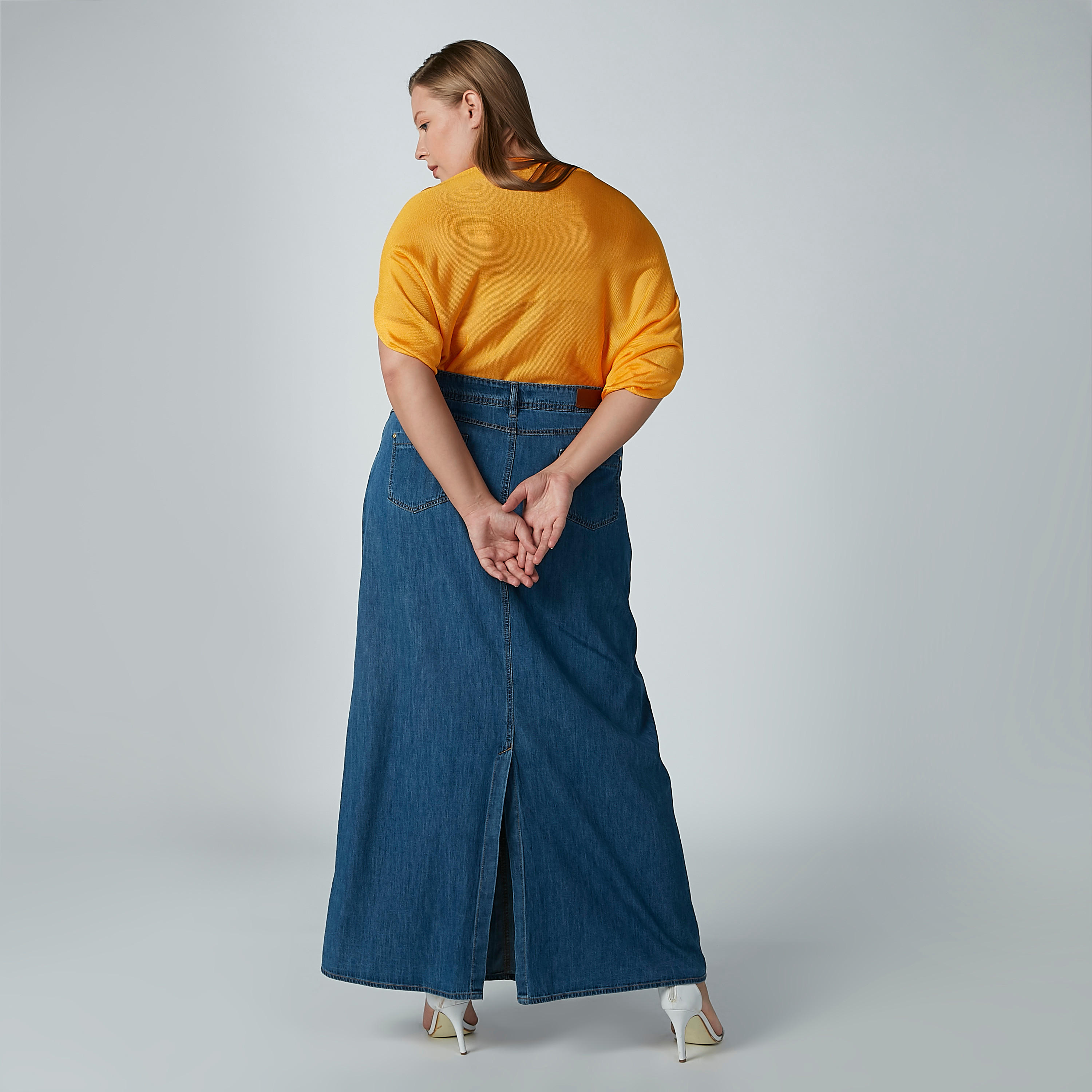 تنورة مستدامة سادة إيه لاين طويلة بجيوب-women-clothing-bottoms-skirts-image-2