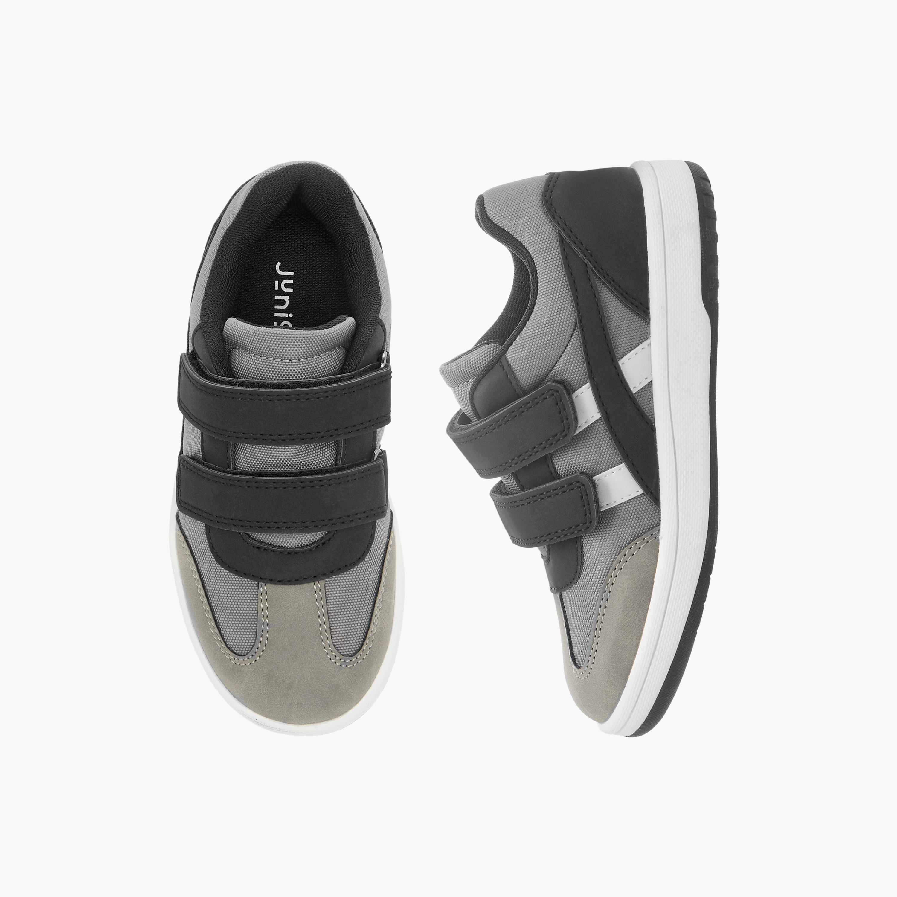 Juniors Panelled Sneakers with Hook and Loop Closure-boys-shoes-sneakers-image-1