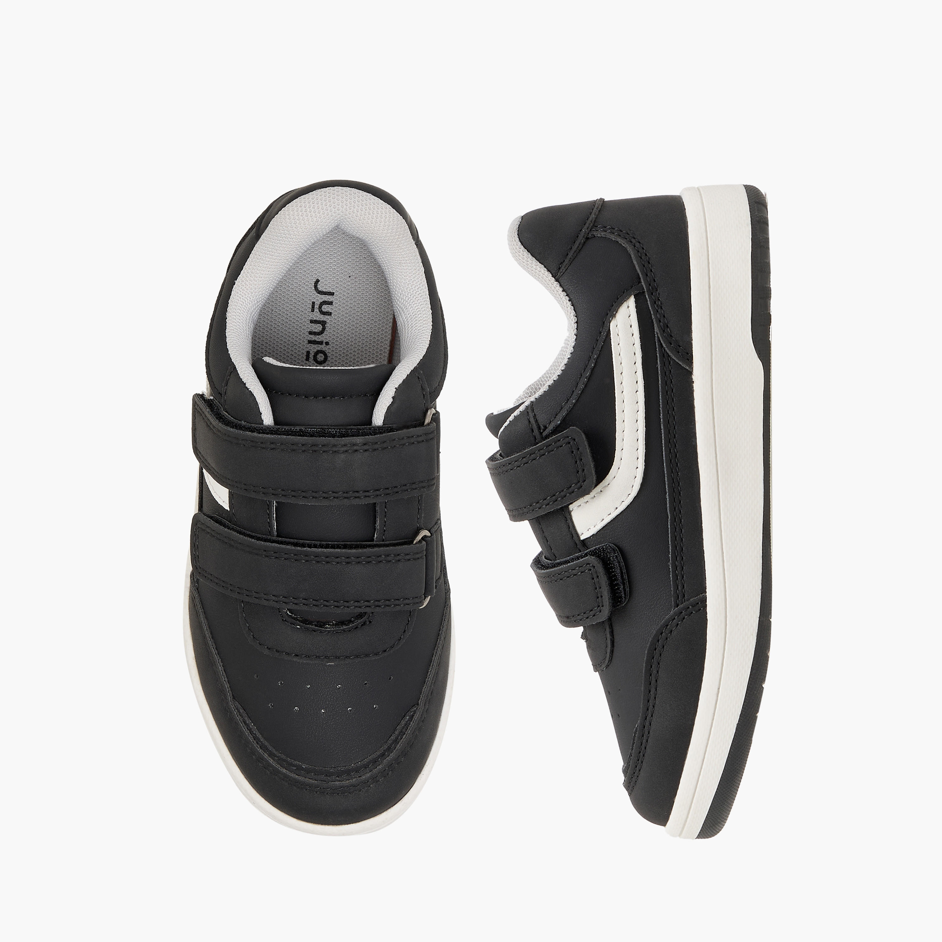 Juniors Panelled Sneakers with Hook and Loop Closure-boys-shoes-sneakers-image-1