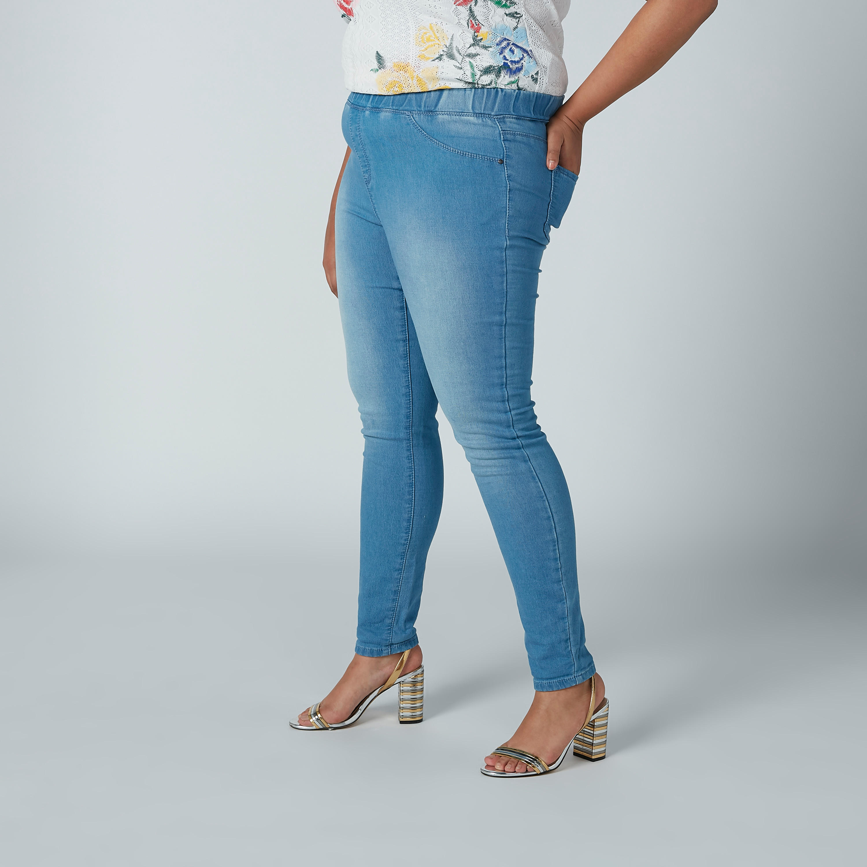 بنطلون جيقنز مقاس كبير بخصر مطاطي وجيب-women-clothing-bottoms-leggings-image-1