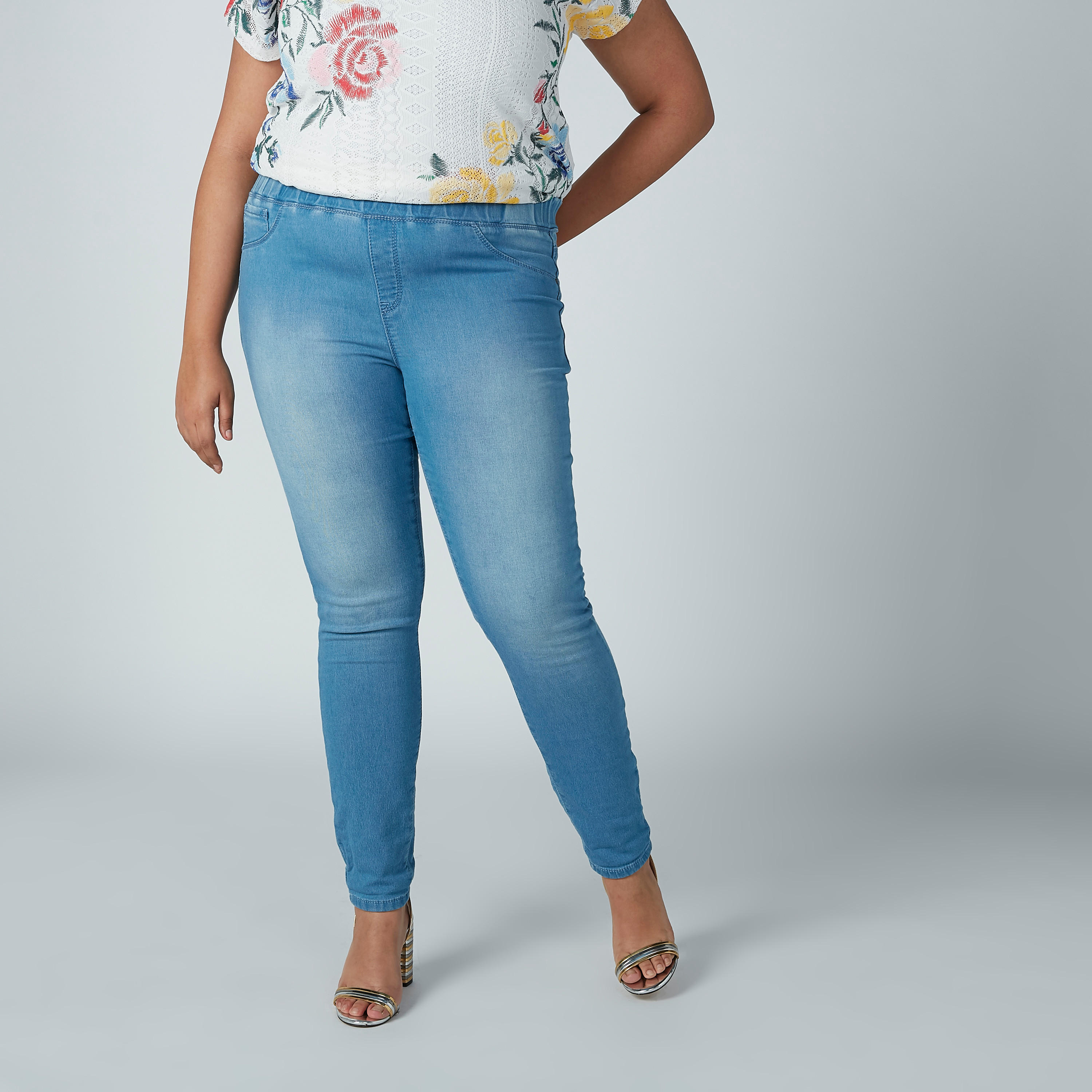 بنطلون جيقنز مقاس كبير بخصر مطاطي وجيب-women-clothing-bottoms-leggings-image-3