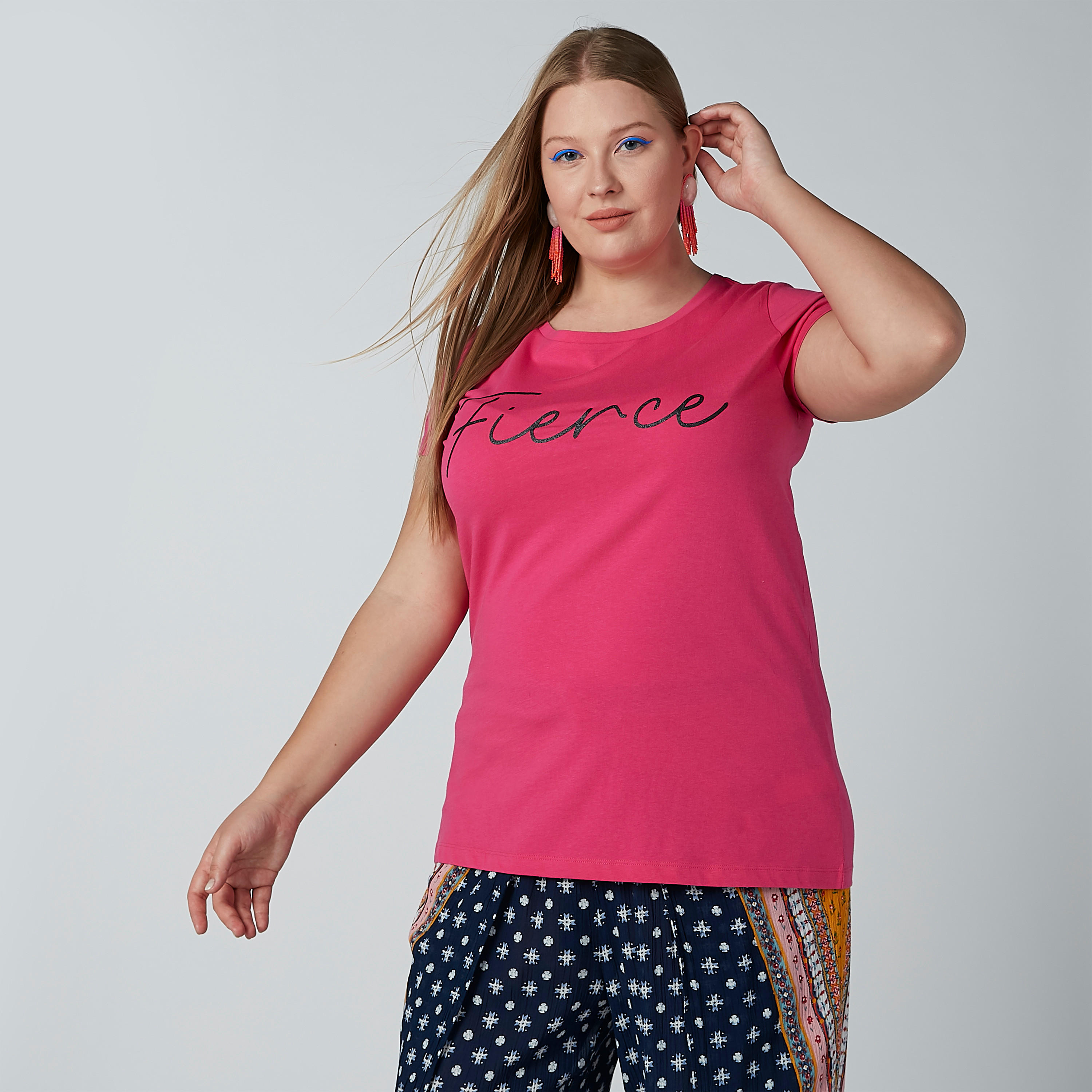 Printed T-shirt with Round Neck and Short Sleeves-women-clothing-tshirts-image-2
