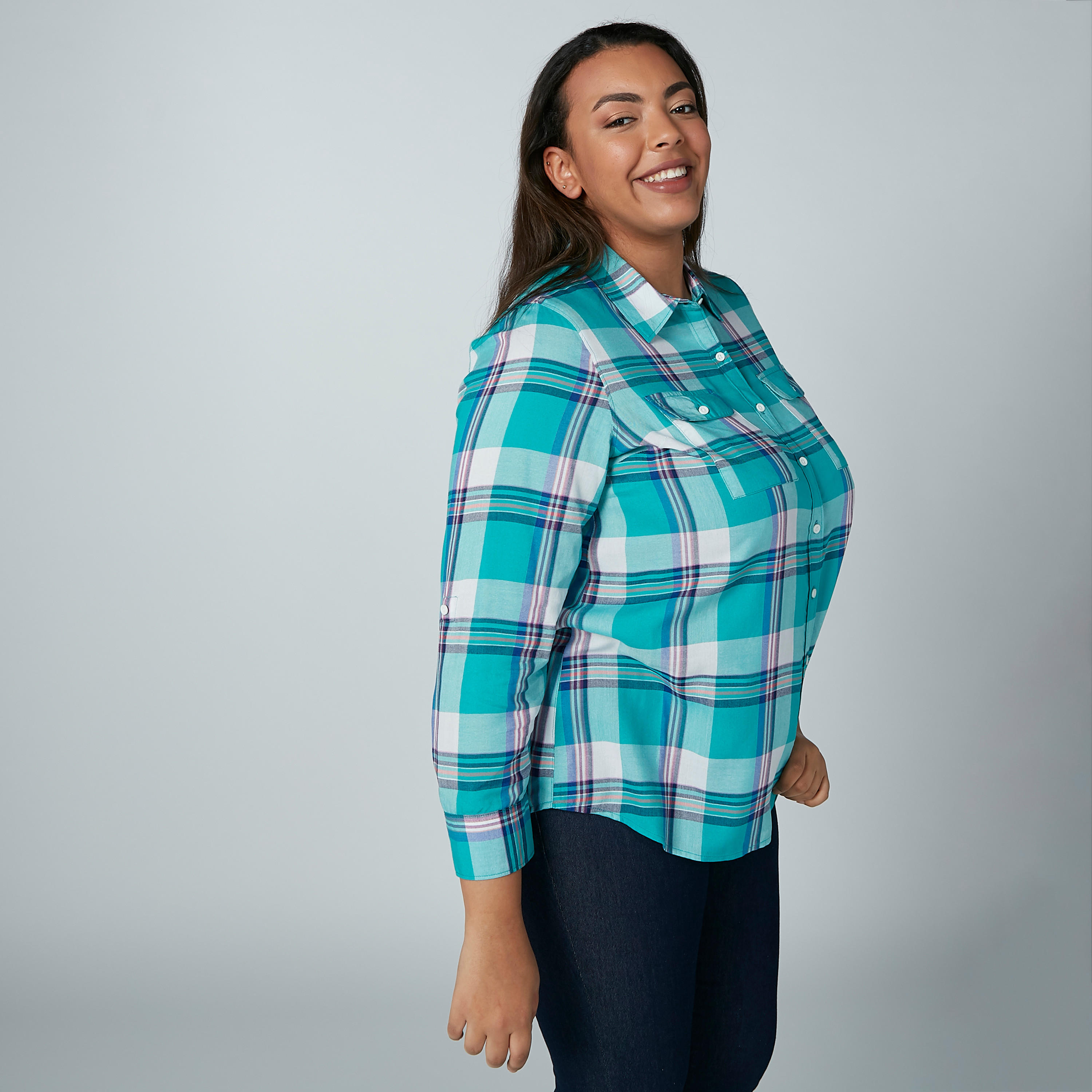 قميص كاروهات بأكمام طويلة وياقة عاديّة-women-clothing-shirtsandblouses-blouses-image-1