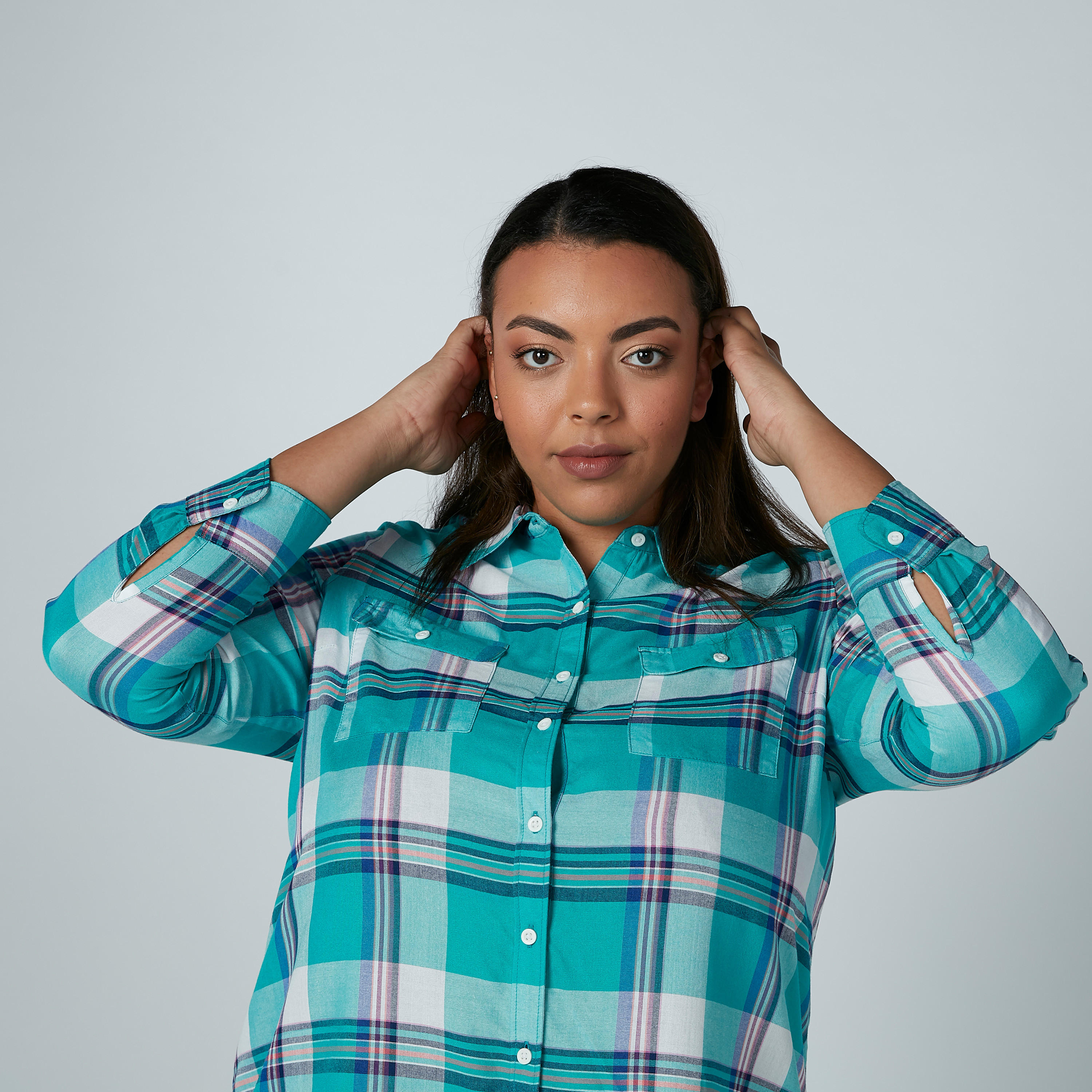 قميص كاروهات بأكمام طويلة وياقة عاديّة-women-clothing-shirtsandblouses-blouses-image-3