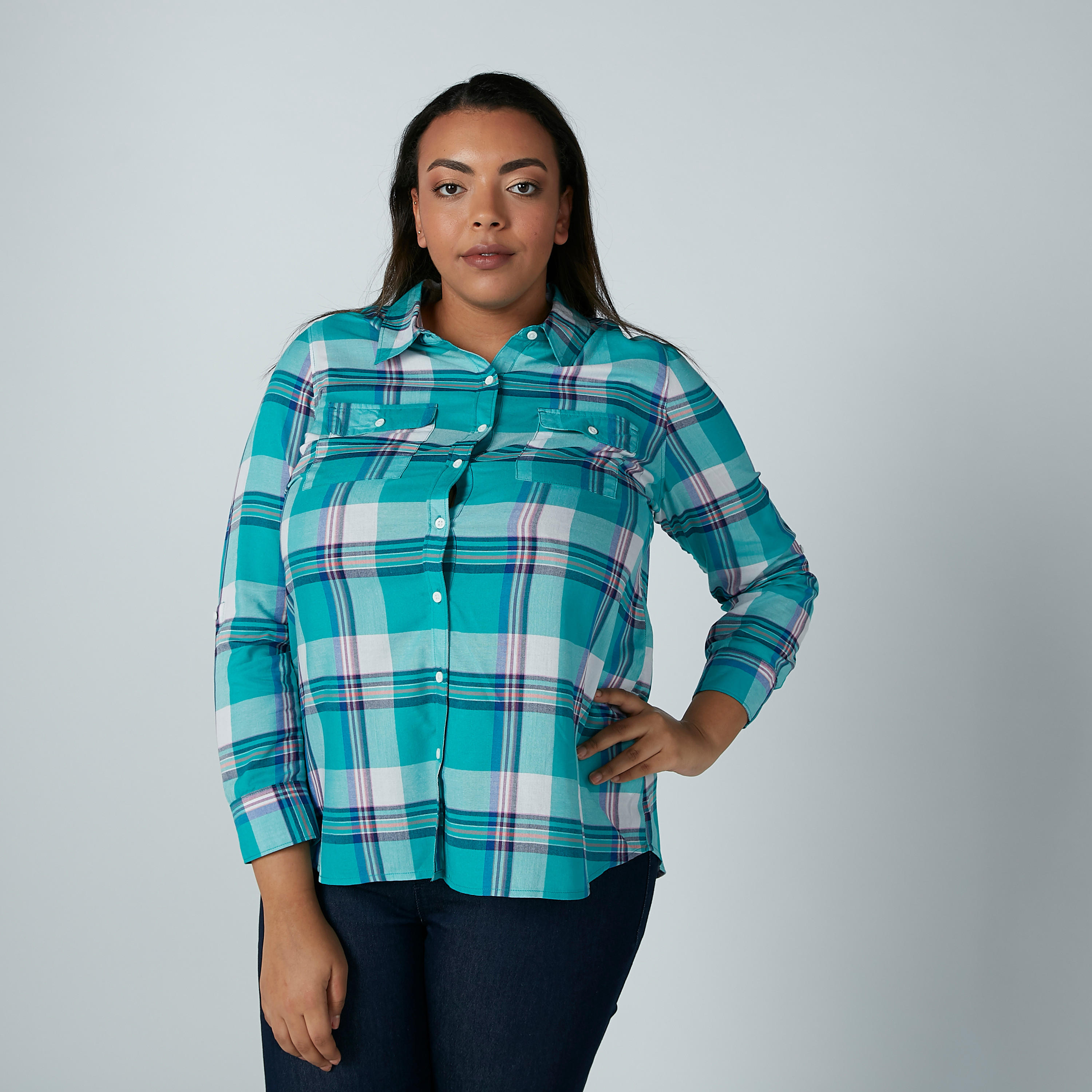 قميص كاروهات بأكمام طويلة وياقة عاديّة-women-clothing-shirtsandblouses-blouses-image-4