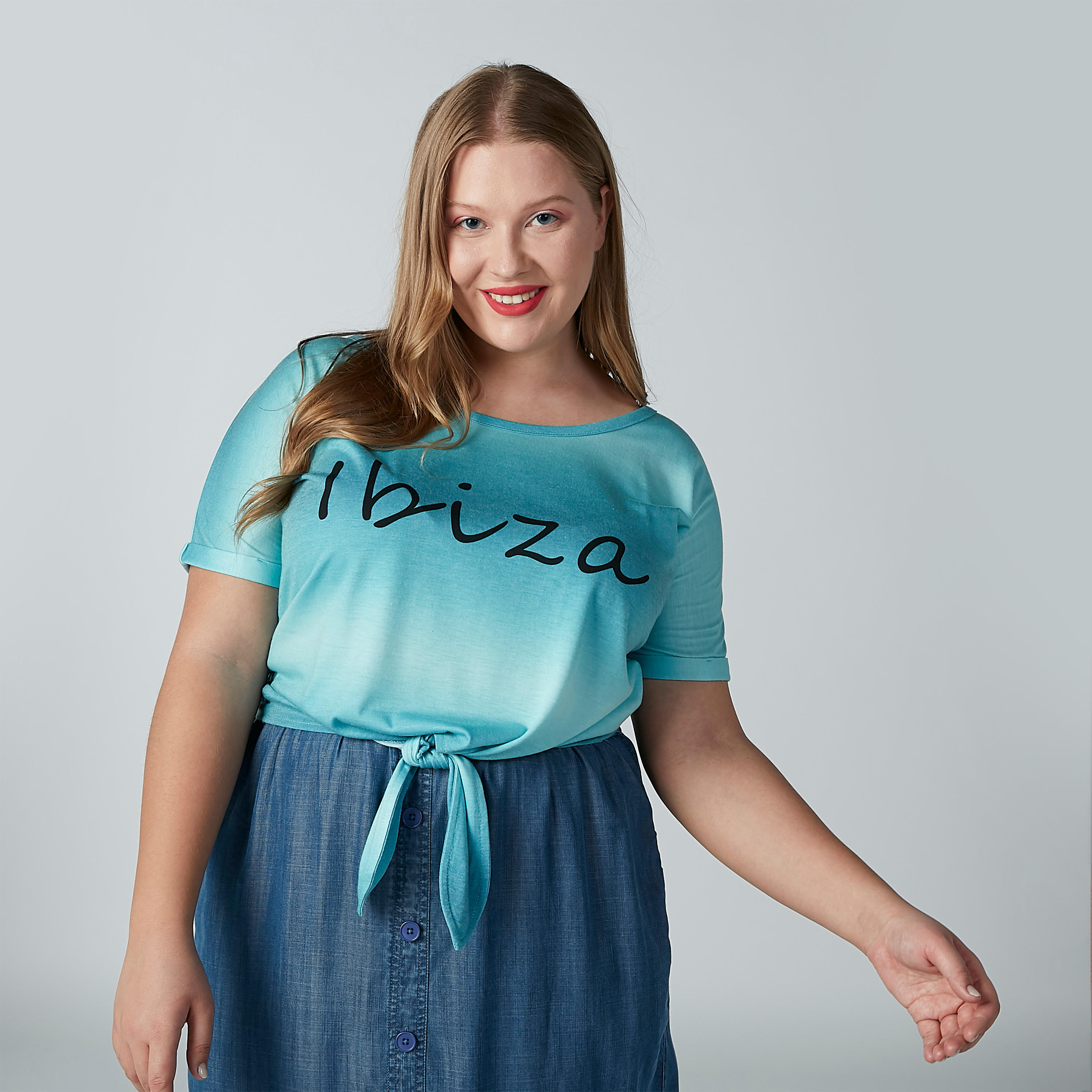 Printed Top with Round Neck and Knot Detail-women-clothing-shirtsandblouses-blouses-image-1