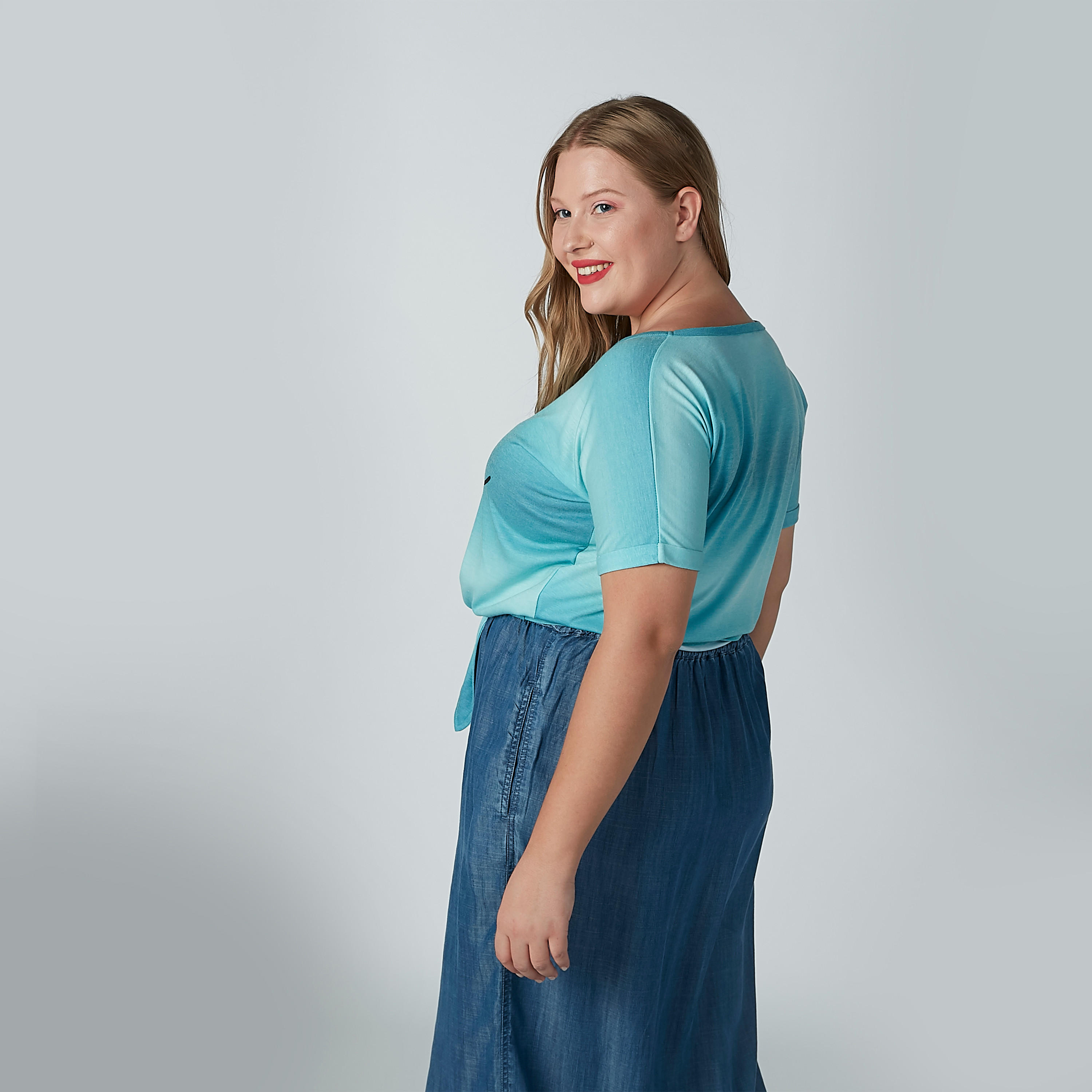 Printed Top with Round Neck and Knot Detail-women-clothing-shirtsandblouses-blouses-image-2