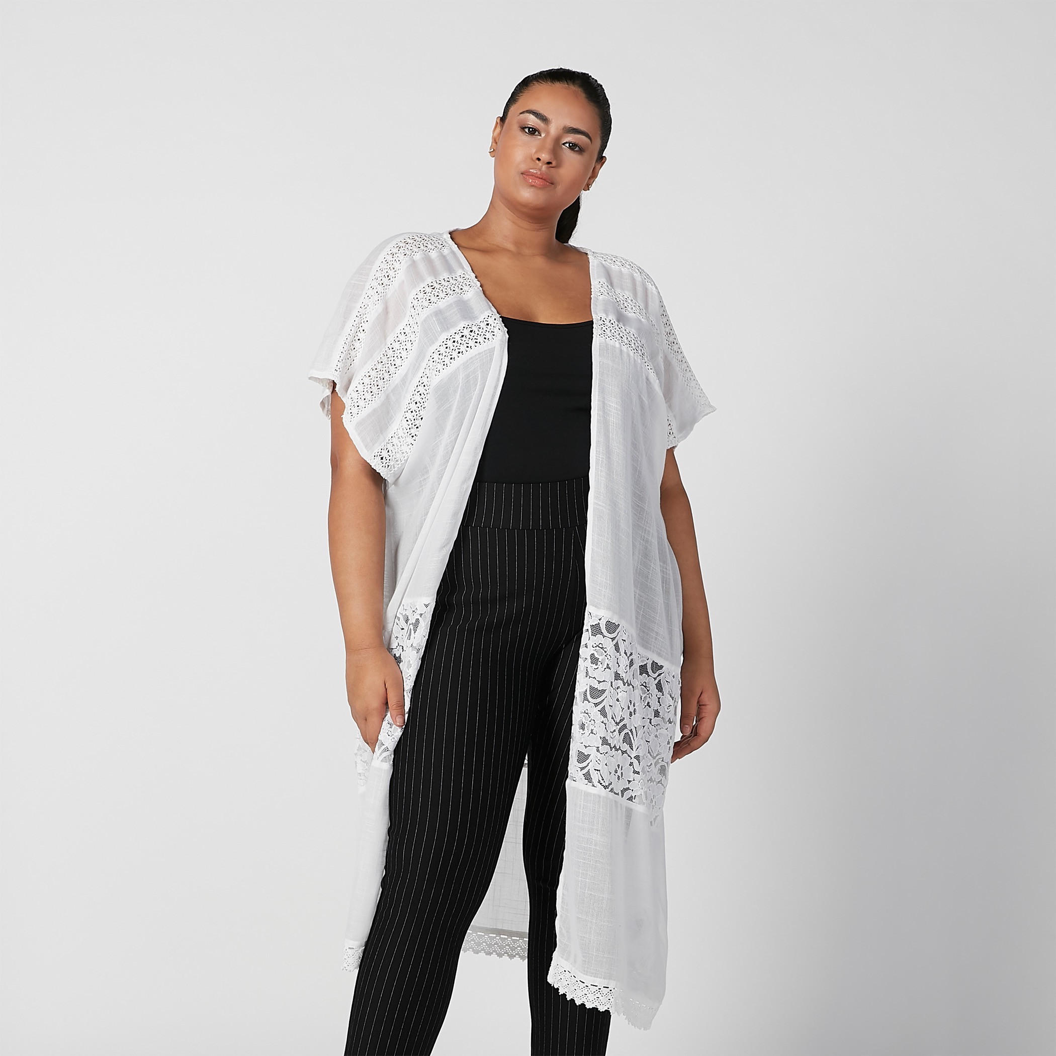 Textured Longline Shrug with Extended Sleeves-women-winterwear-cardigansandjumpers-cardigans-image-1