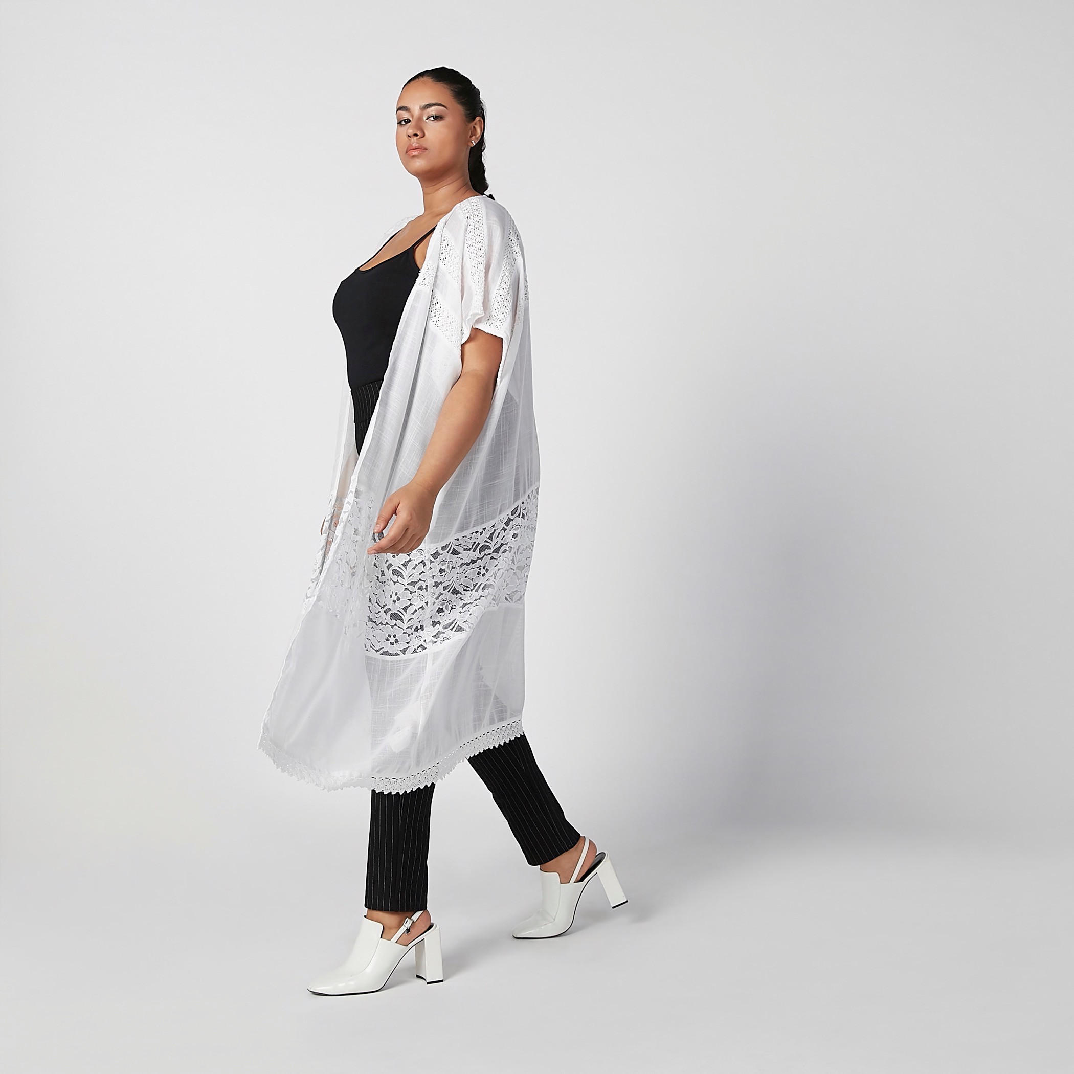 Textured Longline Shrug with Extended Sleeves-women-winterwear-cardigansandjumpers-cardigans-image-3