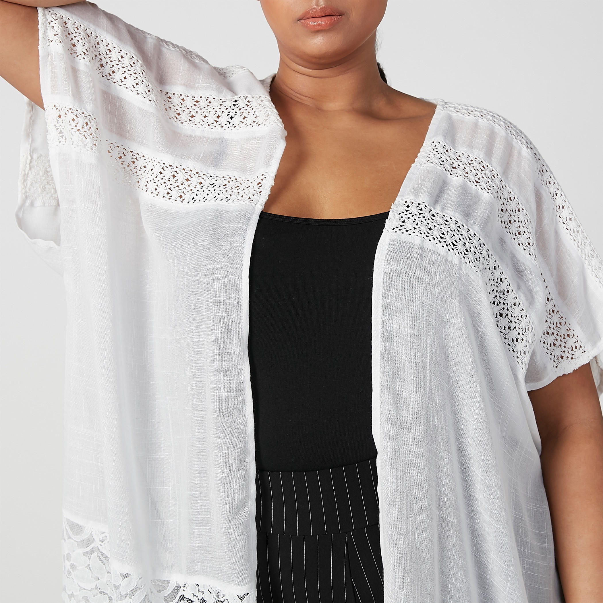 Textured Longline Shrug with Extended Sleeves-women-winterwear-cardigansandjumpers-cardigans-image-4
