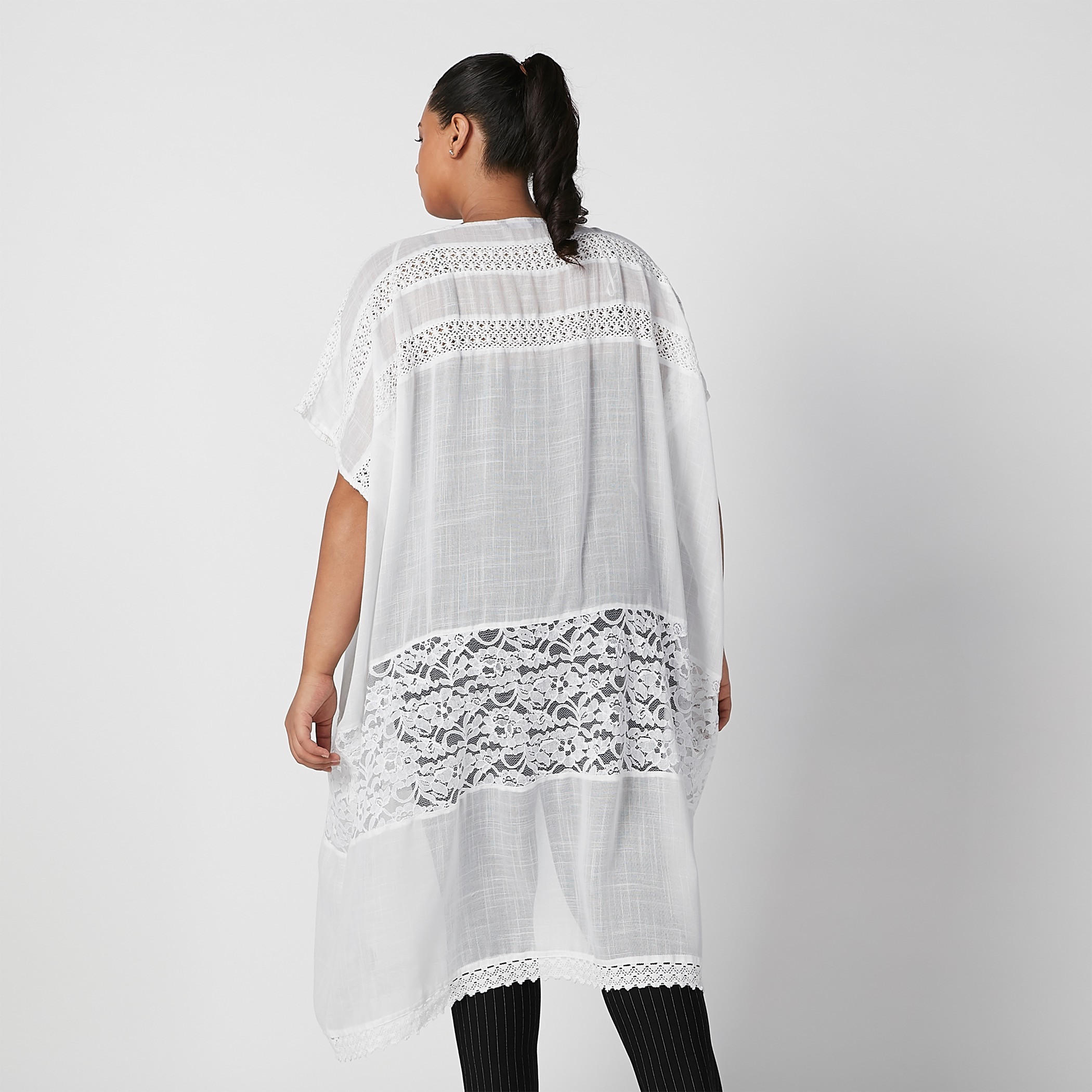 Textured Longline Shrug with Extended Sleeves-women-winterwear-cardigansandjumpers-cardigans-image-5