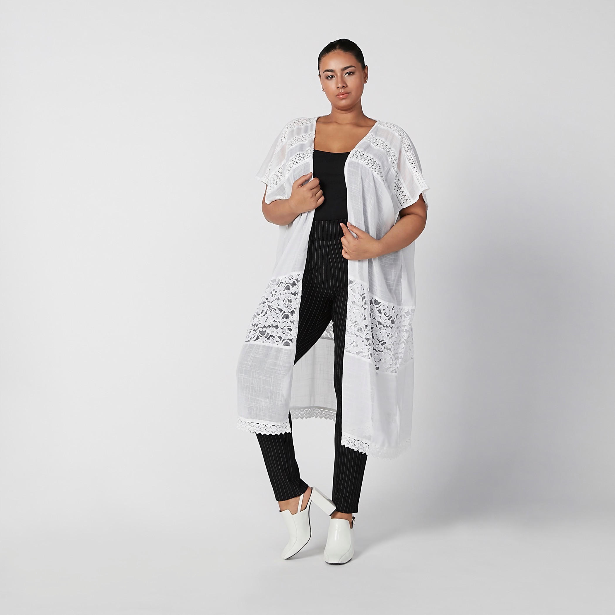 Textured Longline Shrug with Extended Sleeves-women-winterwear-cardigansandjumpers-cardigans-image-6