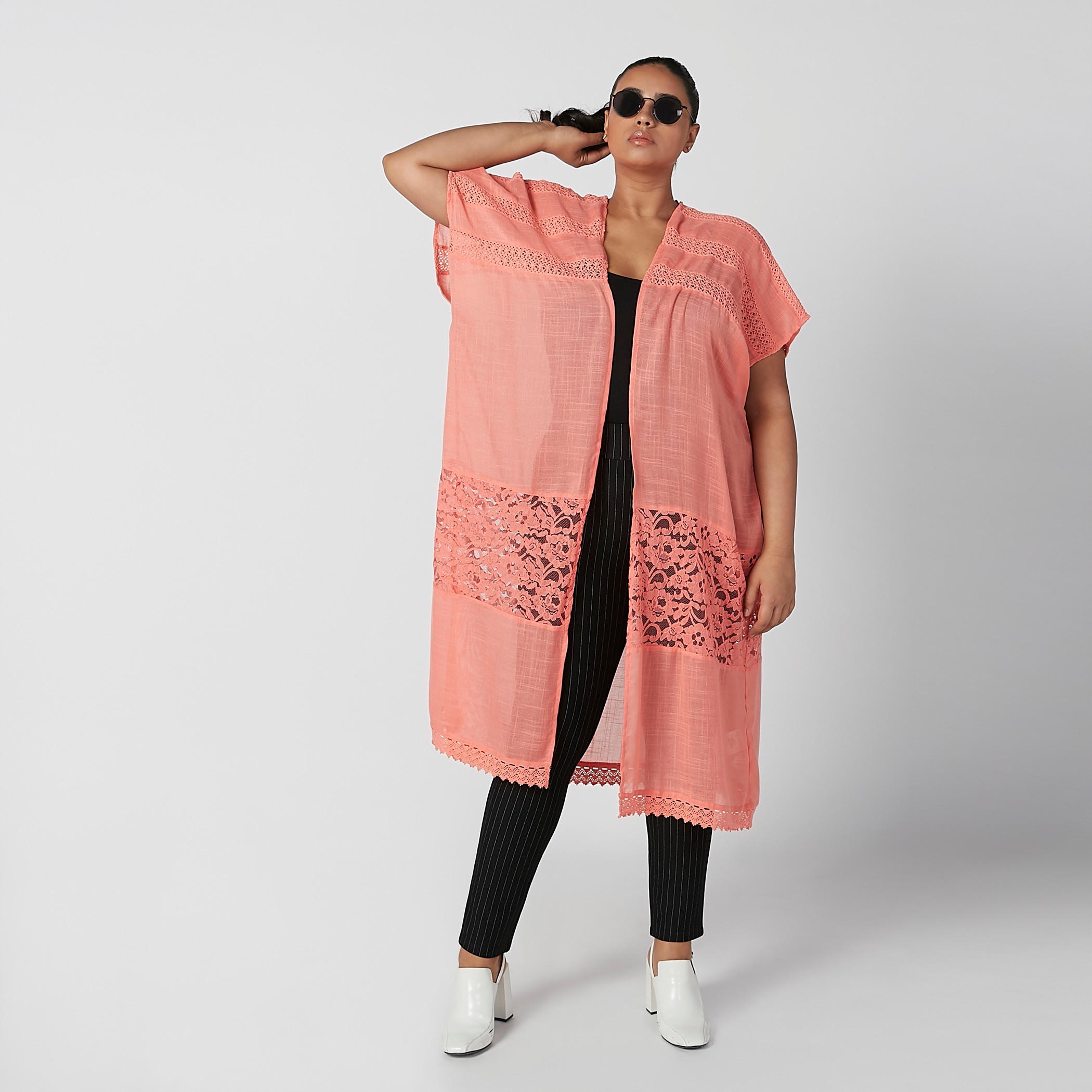 سترة طويلة بارزة الملمس بأكمام طويلة-women-winterwear-cardigansandjumpers-cardigans-image-1