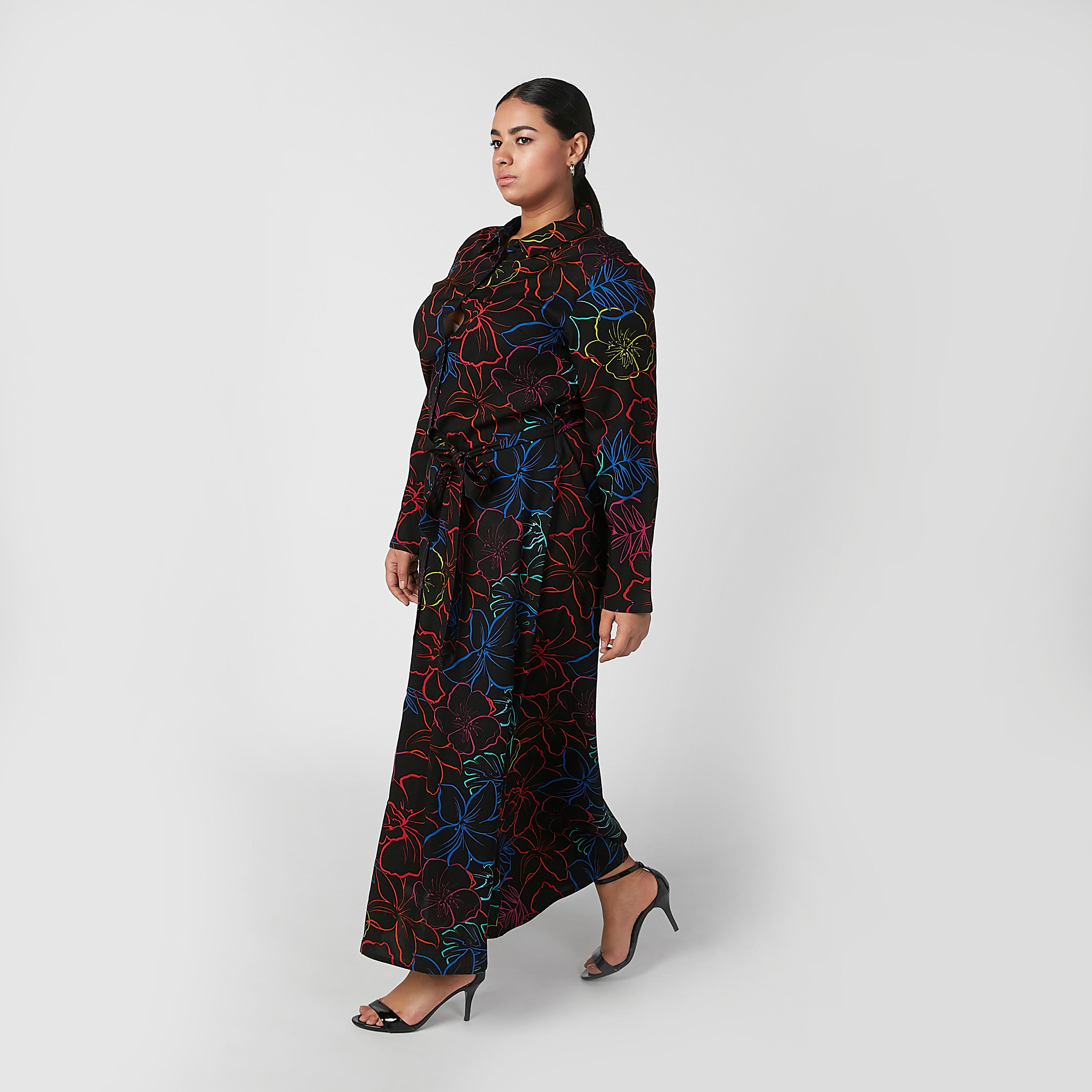 فستان طويل إيه لاين بأكمام طويلة وفتحة جانبية وطبعات-women-clothing-dresses-image-4
