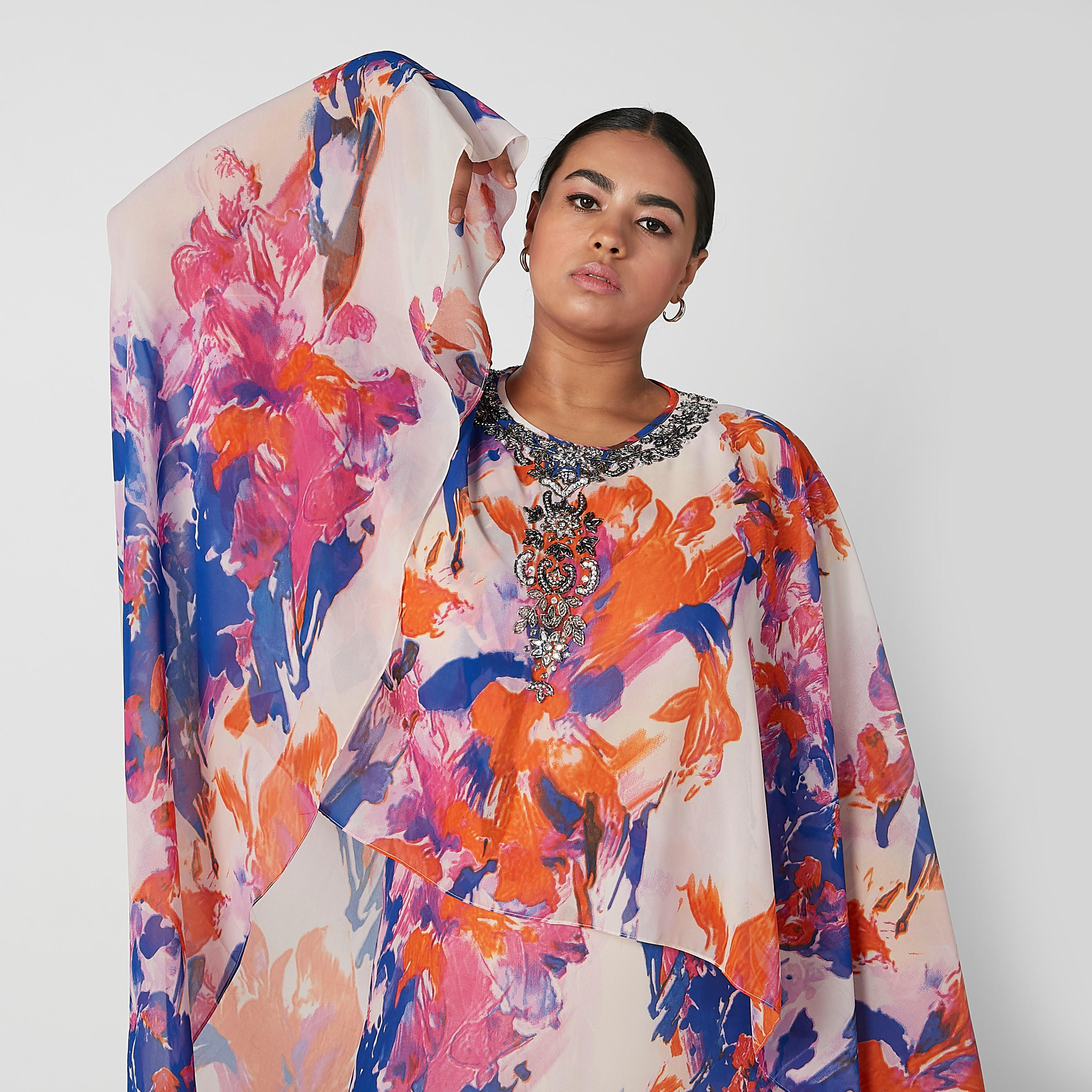 فستان قفطان طويل إيه لاين بأكمام واسعة وطبعات-women-clothing-dresses-image-3